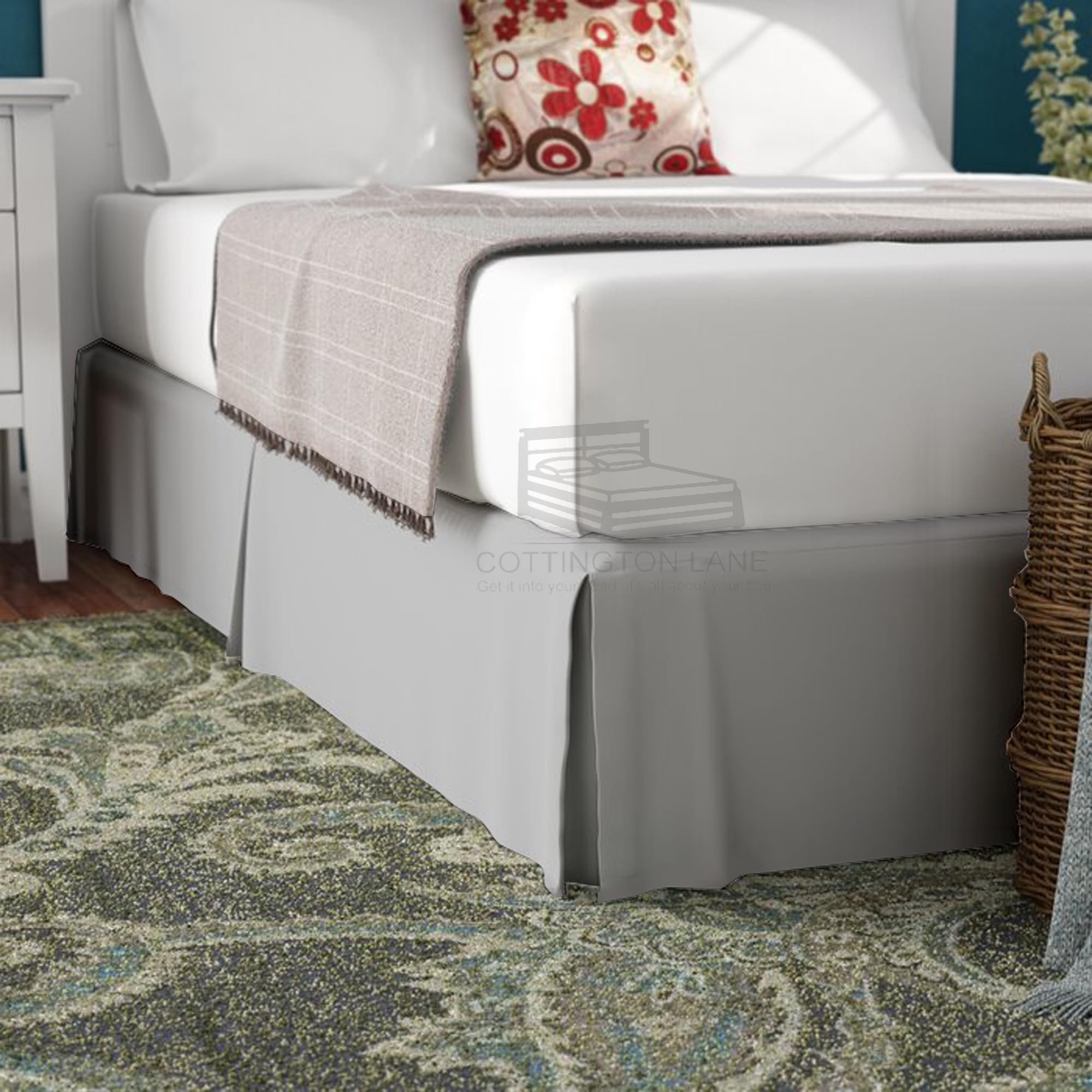 Luxury Pleated Bedskirt Full Size 16 Inch Drop Split