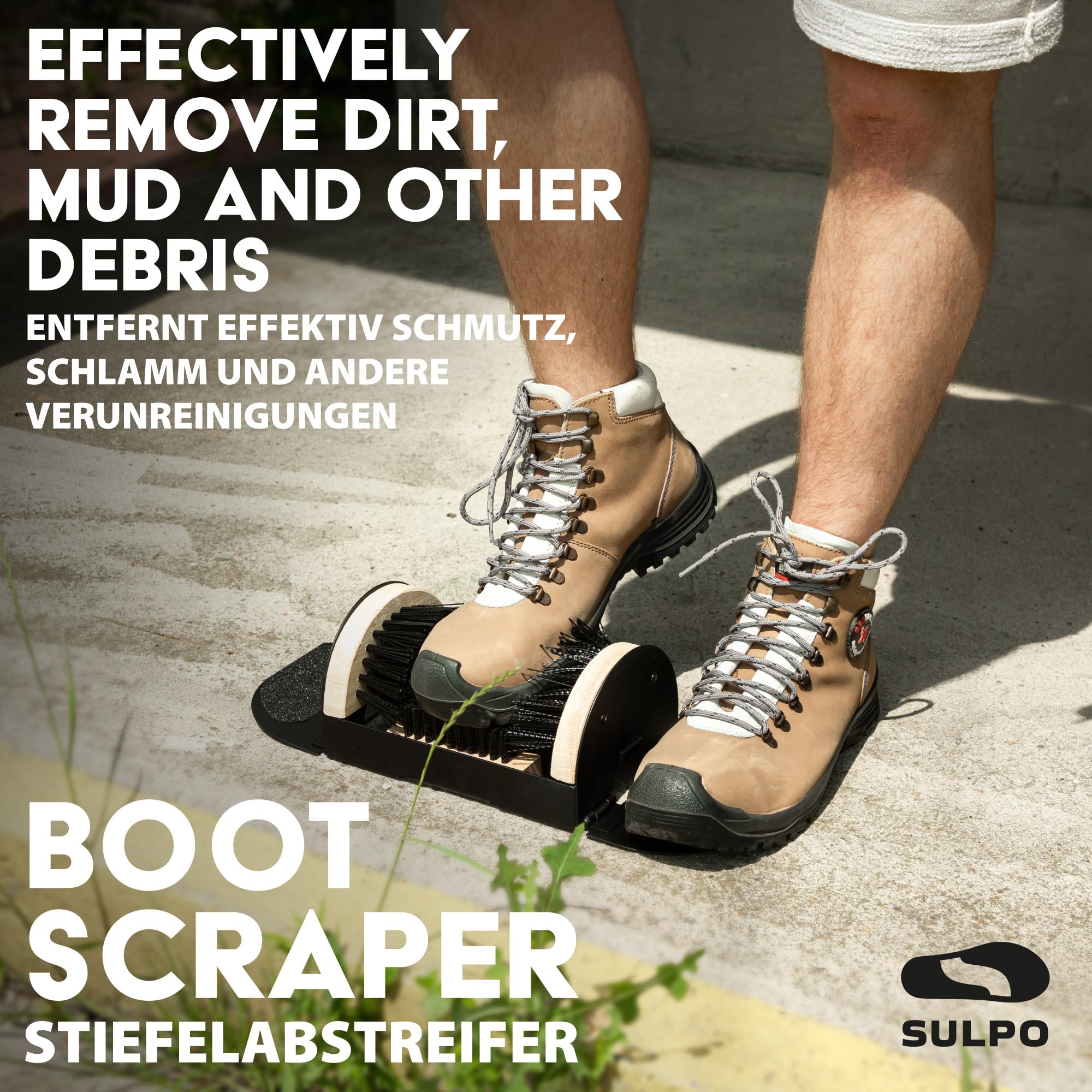 SULPO Nettoyeur de chaussures avec brosse d'extérieur pour terrasse, jardin et atelier en métal antidérapant résistant aux intempéries pour la maison et le jardin