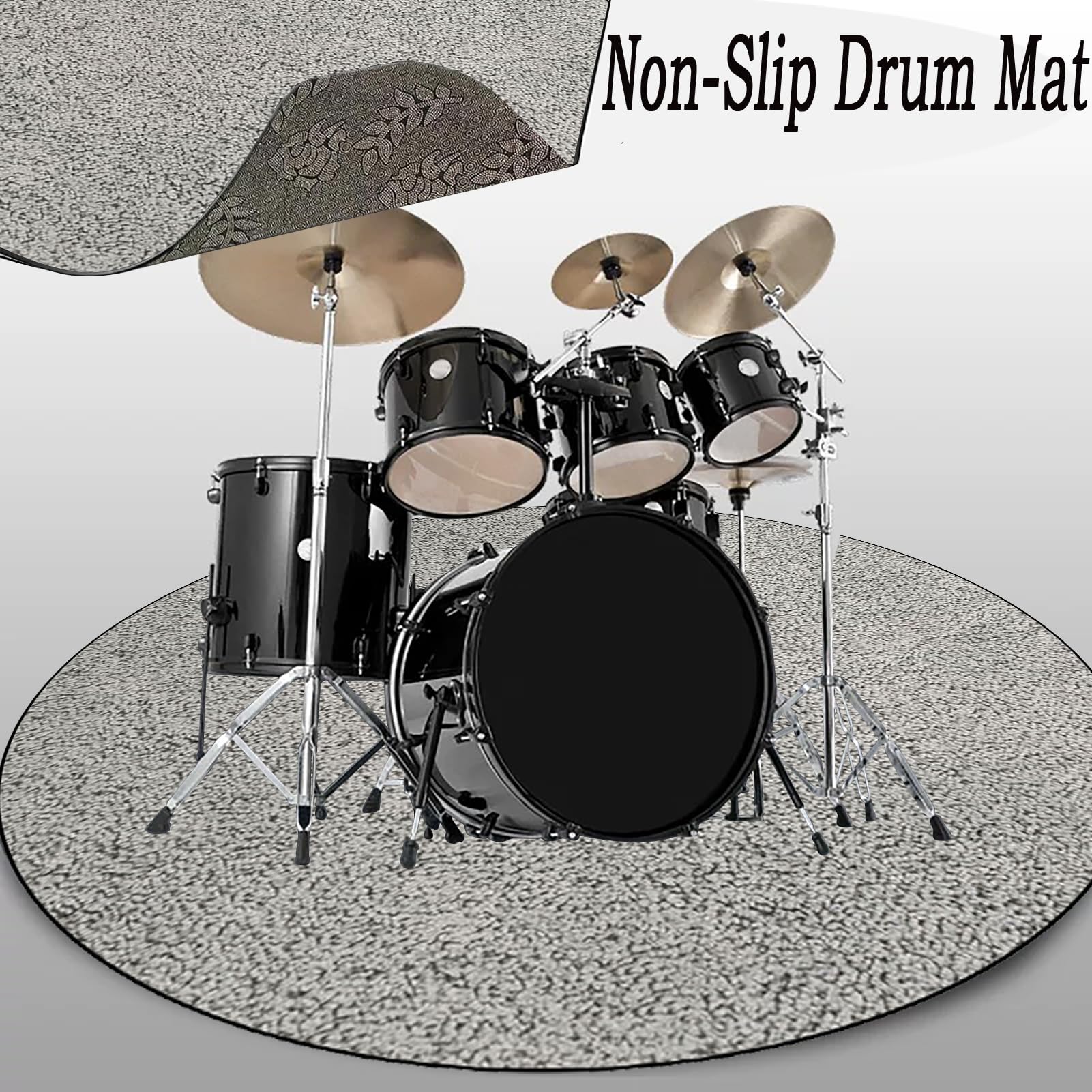 Schlagzeugteppich Rutschfest Schalldicht Drum Teppich Matte Innen und Außen, Rund Elektronisches Jazz Schlagzeug Kit für Bass Snare Drum, Schallschutz Akustik Teppich Schallschutzteppich 130 cm