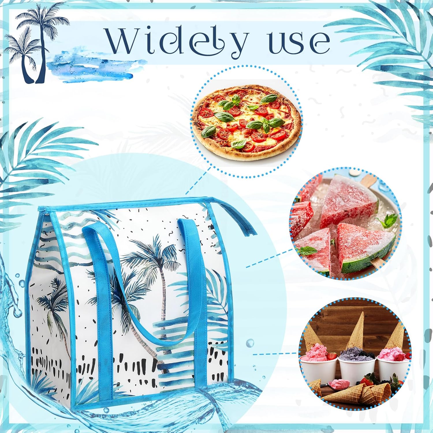 Paterr 6 Pack Insulated Shopping Bags for Groceries Reusable Cooler Bags Thermal Totes with Zipper Top 13 x 12 x 7 Inches Hawaii Foldable Bulk Heavy Duty for Hot Cold Food Delivery Refrigerator Pizza