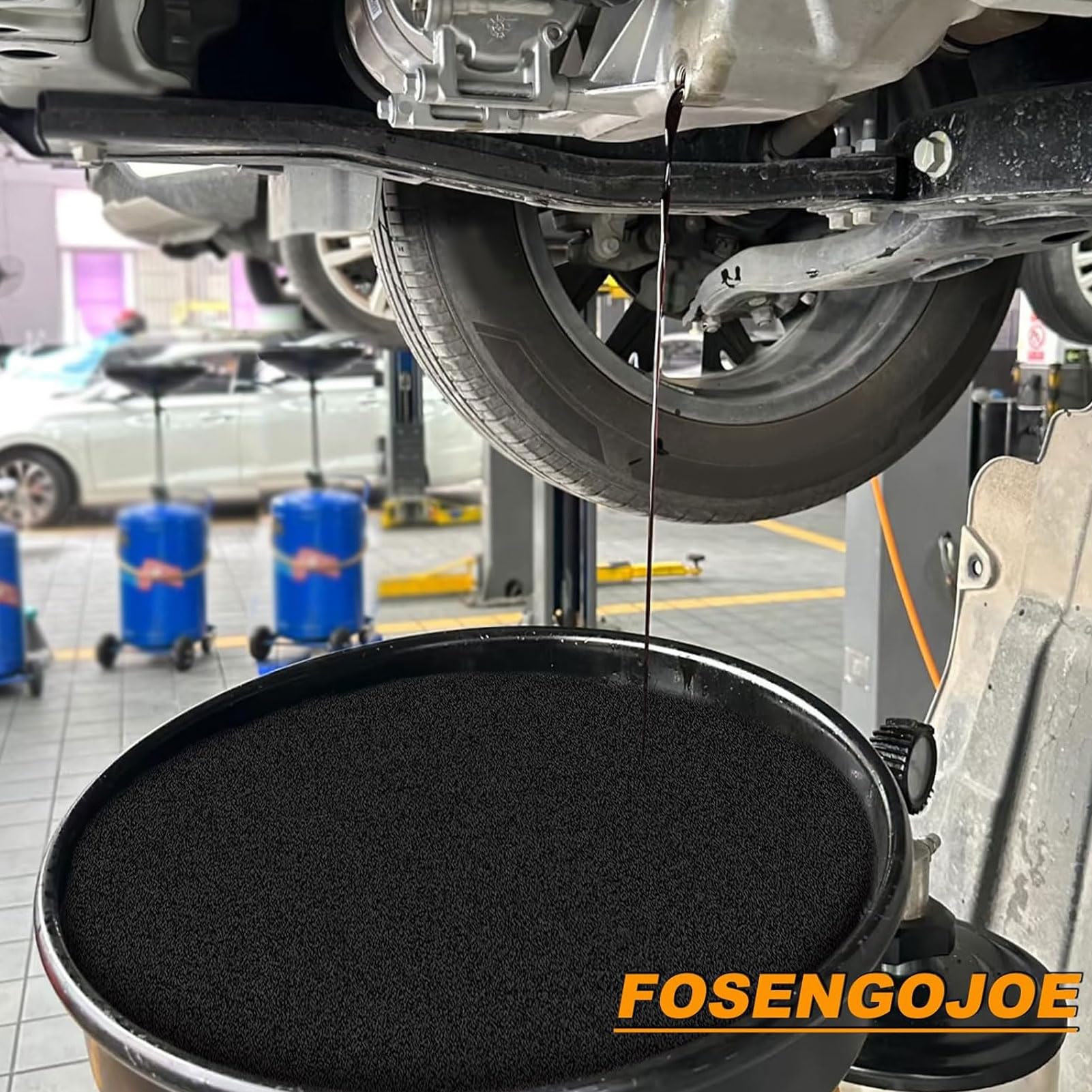 Akozon Bandeja Drenaje Aceite 16 litros Polietileno Antisalpicaduras Borde Enrollado Boquilla Incorporada para Motocicletas Automotrices CMB0135