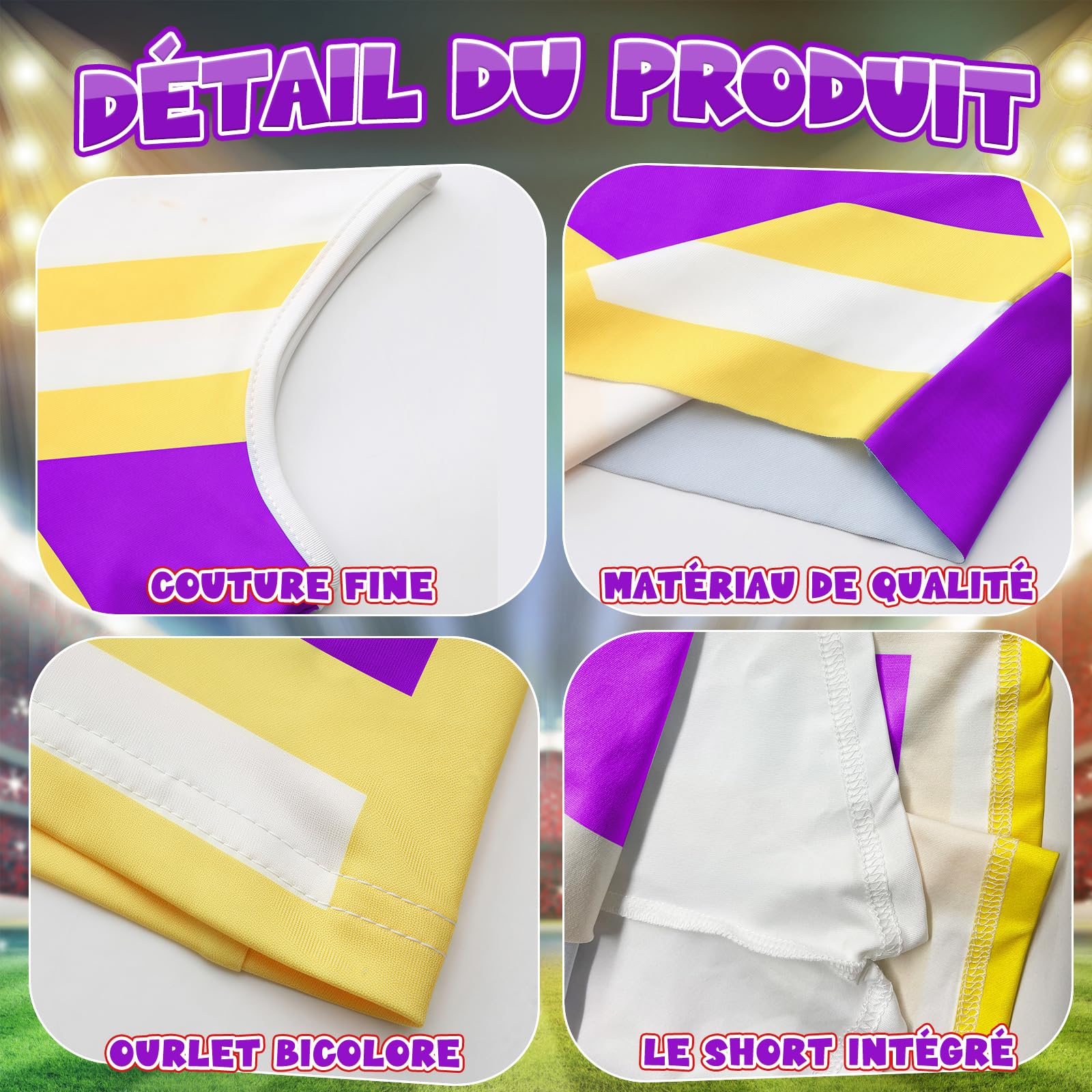 Luckyou Costume Cheerleader per Bambina Vestito Cheerleader Bambina con parrucca brillante, pompon e fiocco per Carnevale Halloween Fancy Dress Up - 4