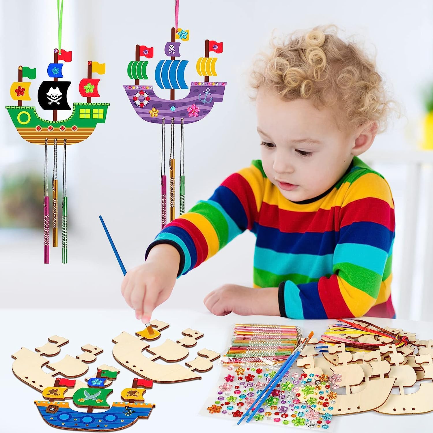 Piratenschiff Windspiel-Bastelset – 10-teiliges DIY-Set Für Kinder