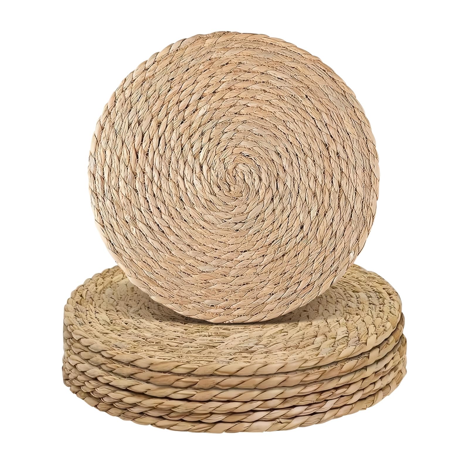 comfoyar Juego de 6 Manteles Individuales Trenzado Redondo Natural, Salvamanteles Individuales de Manteles Resistente al Calor para Cocinas y Comedores Decoración de Mesas para Fiestas 33cm