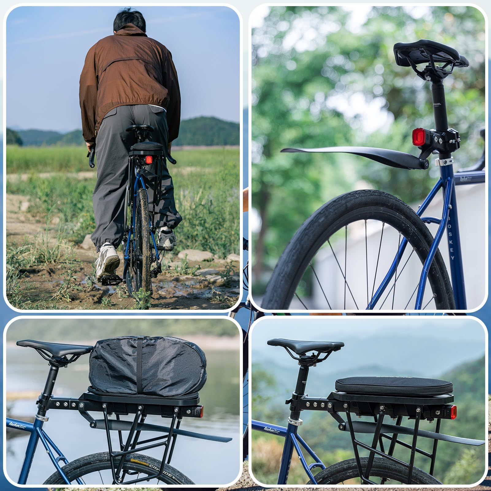 ROCKBROS Portapacchi Bici Posteriore, con Parafango Regolabile, in Lega di Alluminio, Portabagagli Cargo a Sgancio Rapido, per MTB e Bici da Strada