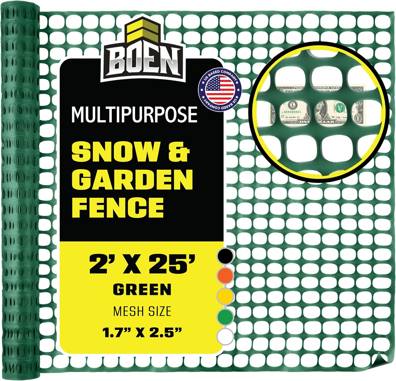 BOEN 4' x 50' Black Temporary Fencing, Mesh Snow Fence, Plastic, Safety Garden Netting, Above Ground Barrier, for Deer, Kids, Swimming Pool, Silt, Lawn, Rabbits, Poultry, Dogs
