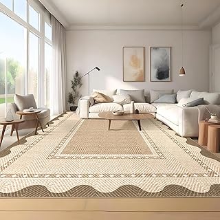 Garvee Border Washable Area Rug 8x10 Living Room Rugs Modern Neutral Sta...