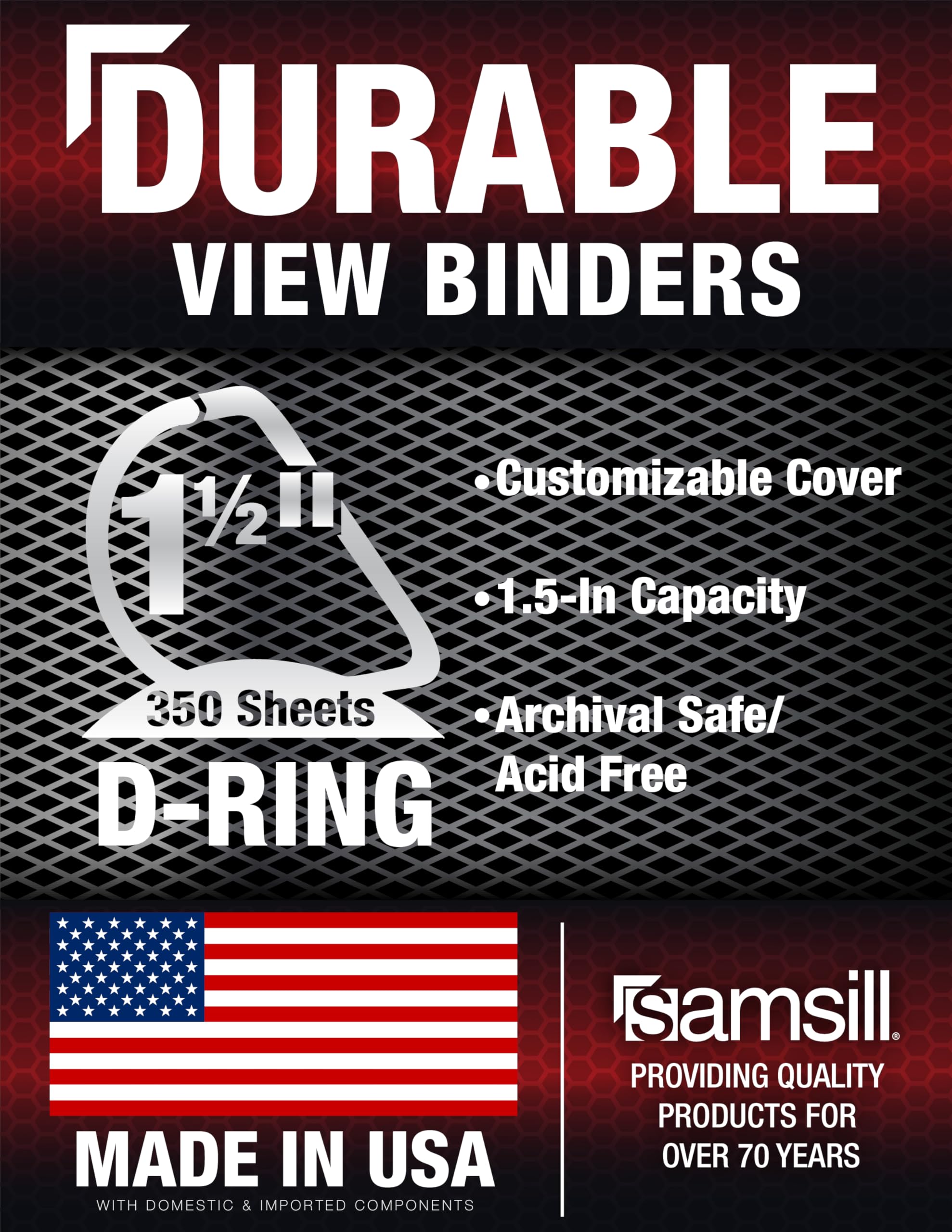 Samsill Durable 1.5 Inch Binder, D Ring Binder, 100% Recycled Chipboard, Blueberry