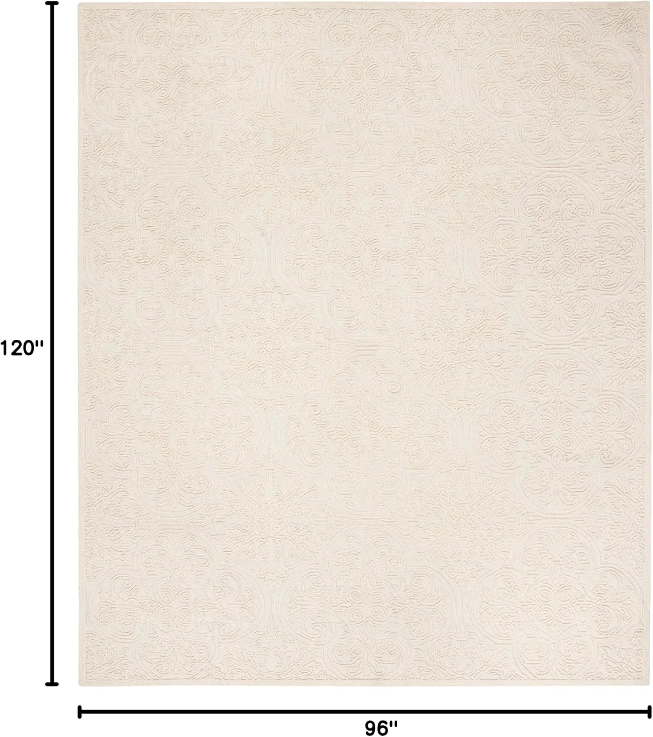 Ivory Hand-Tufted Wool 8' x 10' Rectangular Area Rug