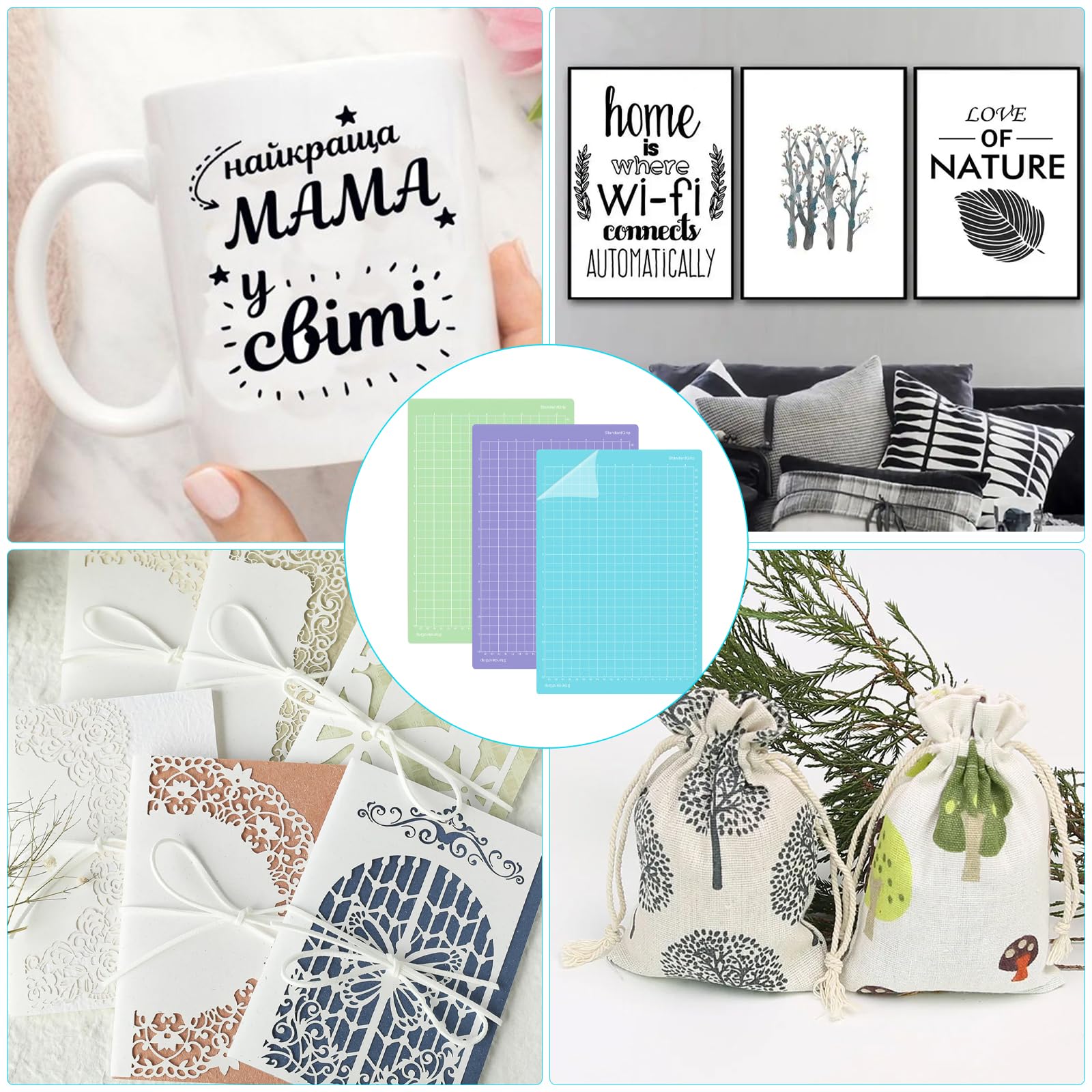 Alfombrilla de corte para Cricut Joy Xtra, 3 piezas de accesorios mate antideslizantes, alfombrilla de corte autoadhesiva para Cricut Maker para manualidades (agarre estándar, LightGrip
