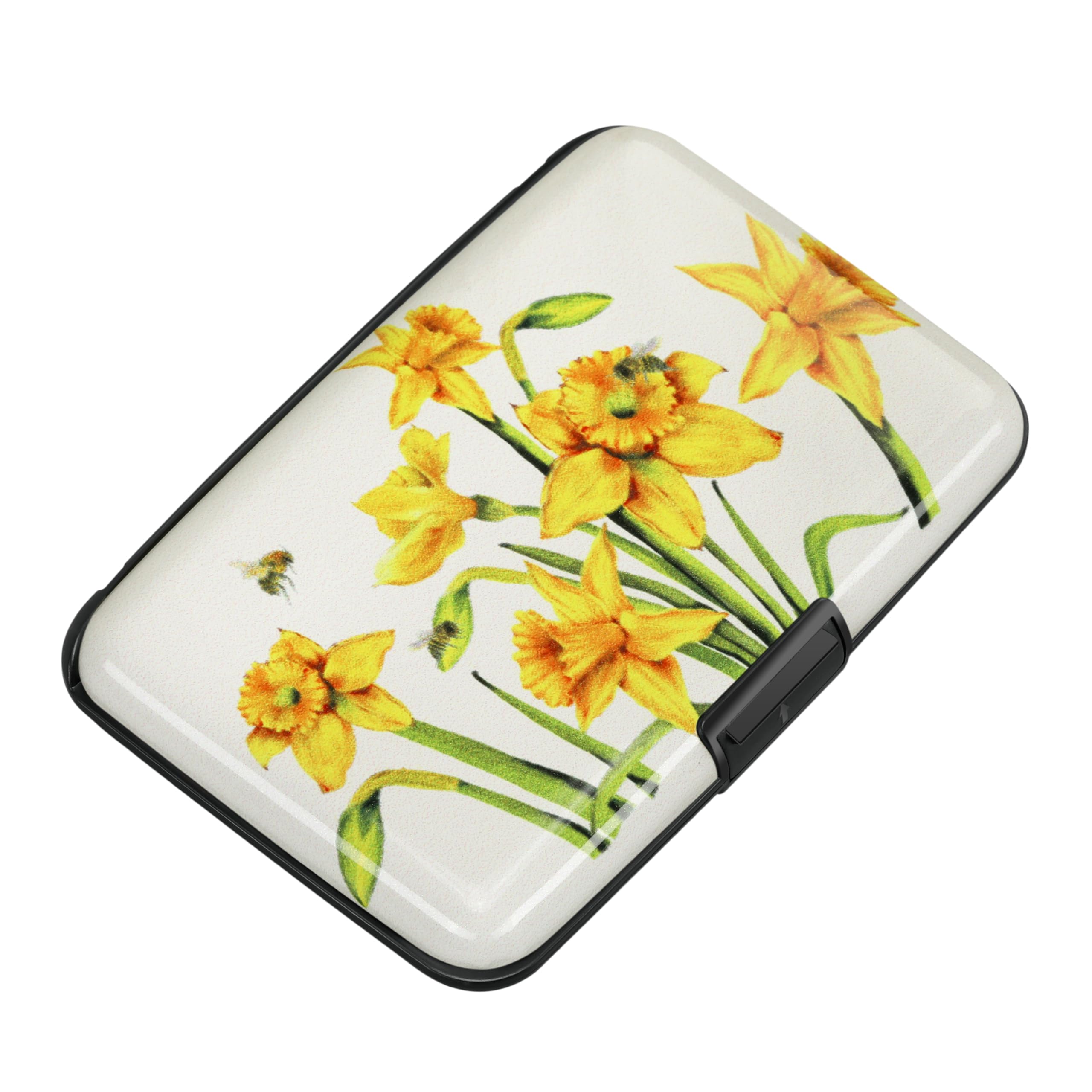ELFISH Mini RFID Aluminum Wallet Credit Cards Holder Business Card Case Metal ID Case for Men Women(Yellow Narcissus)