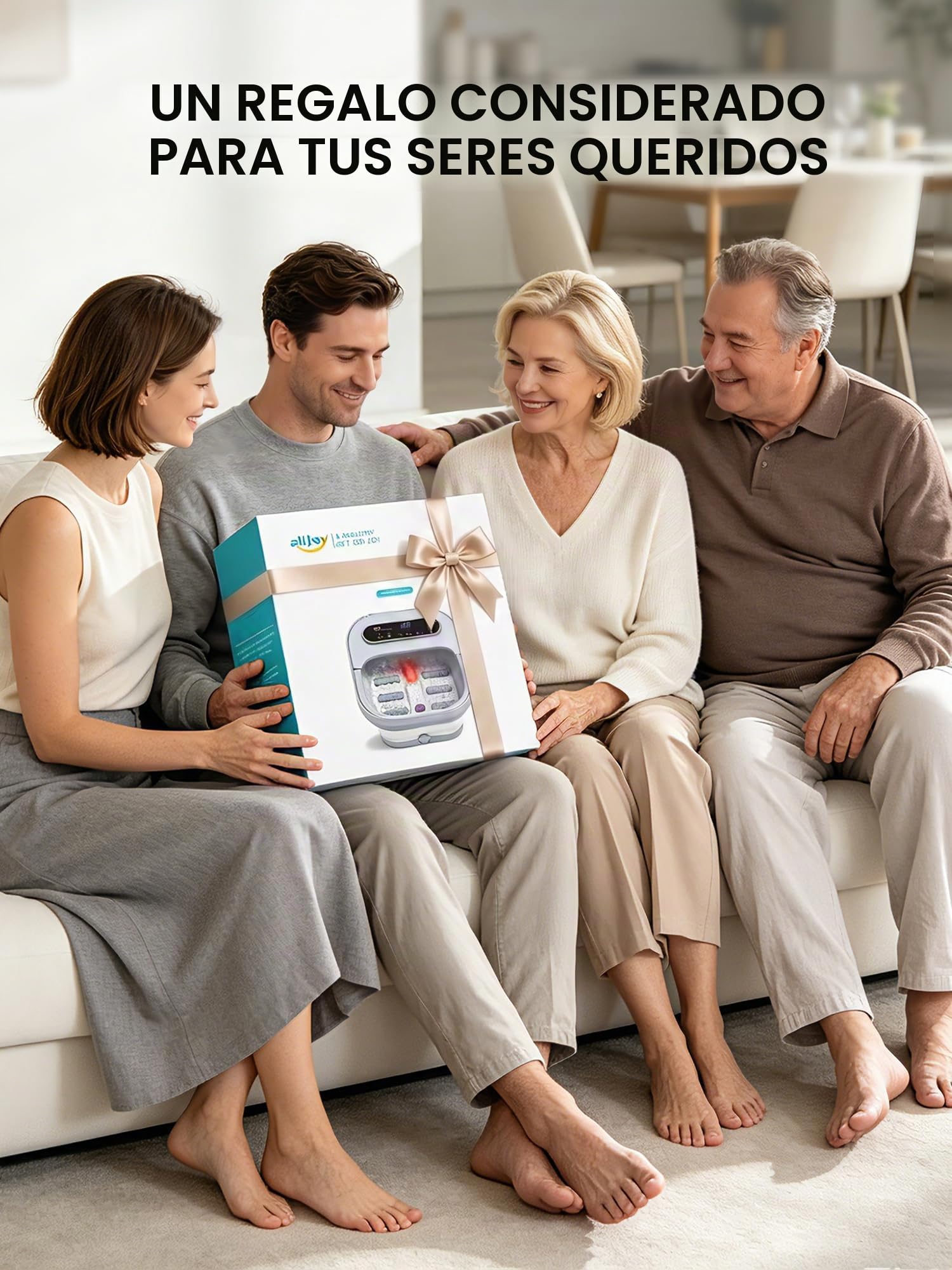 ALLJOY Baño de pies con calefacción burbuja, bañera plegable para pies con 24 niveles de temperatura (35-48 °C), 6 rodillos de masaje, luz roja, masajeador de pies para relajación y bienestar, regalo