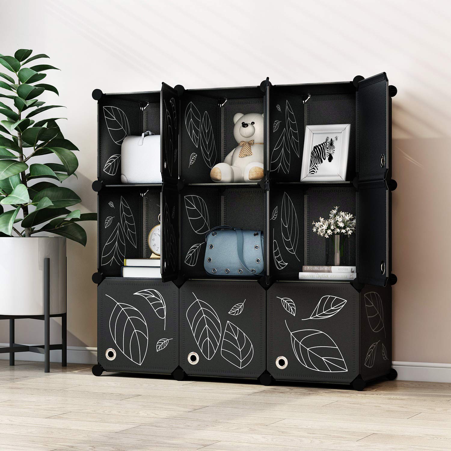 GREENSTELL Cube Storage Organizer, 9Cube Closet Organizer with Doors