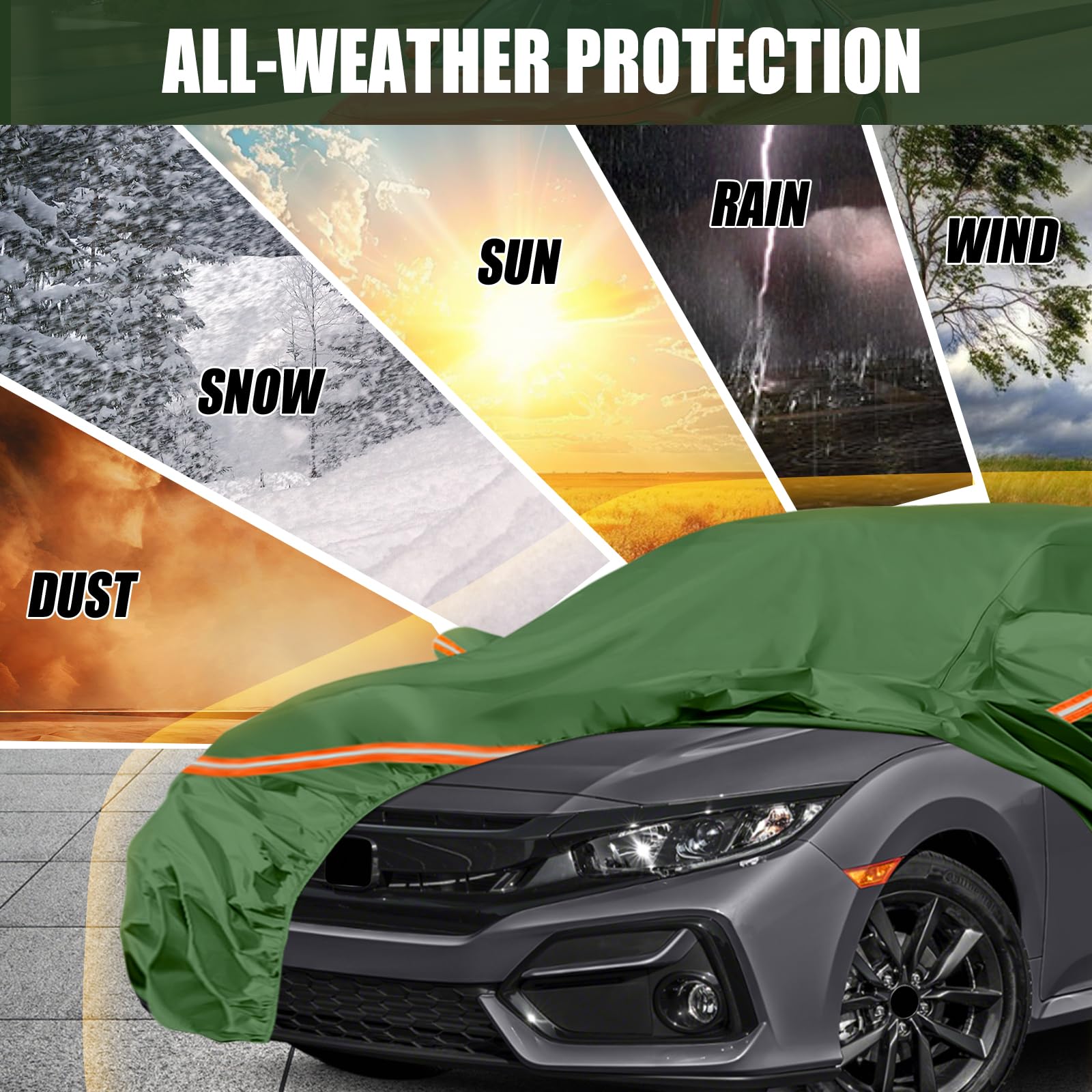 Waterproof Car Covers Replace for 2011-2025 Honda Civic Multilayer Heavy Duty with Cotton Liner All Weather Custom-fit Car — view 6