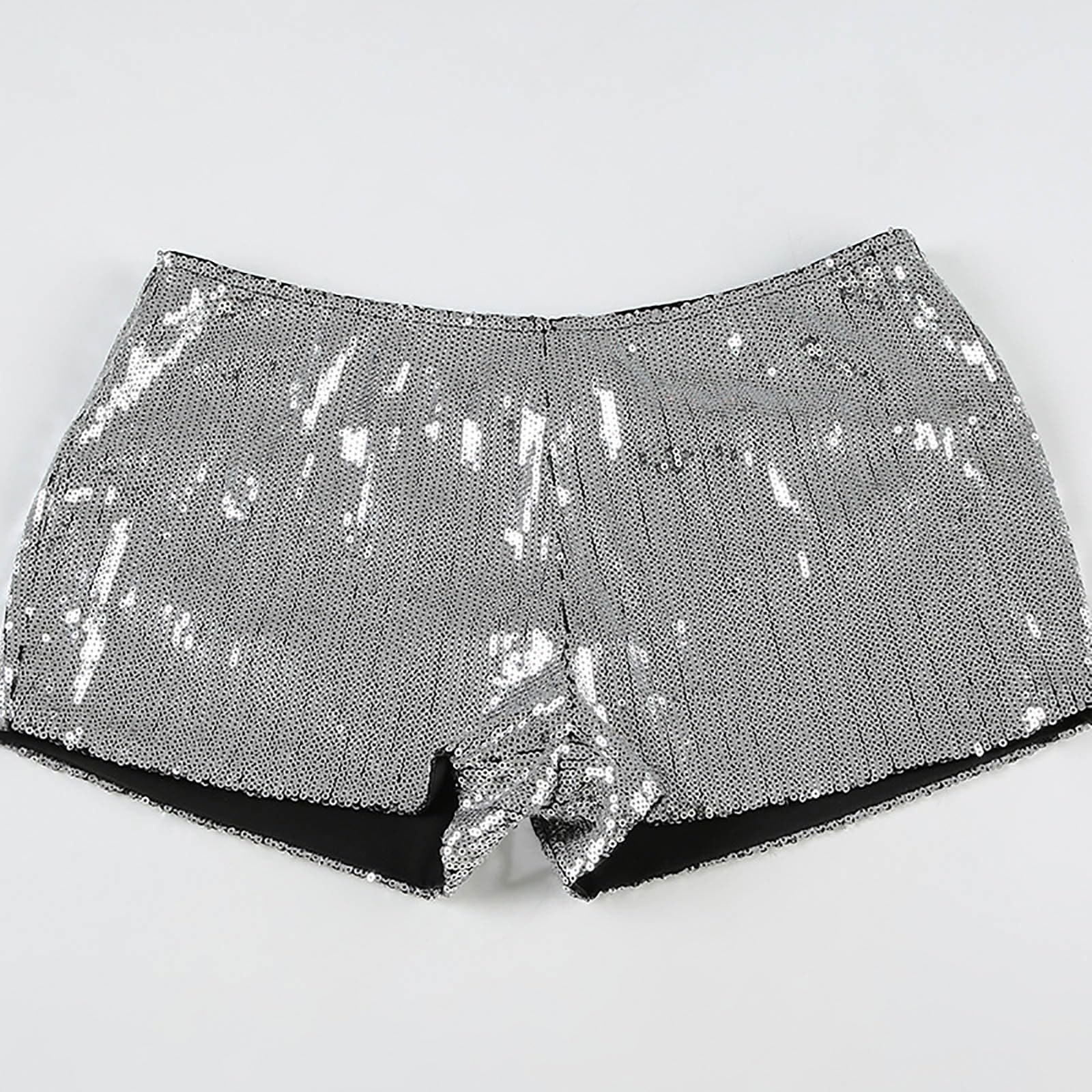 Mini pantalones cortos de lentejuelas para mujer, cintura baja, pierna recta, ajustados, brillantes, para fiesta, guepardo, salida nocturna, pantalones cortos de fiesta con purpurina para festivales