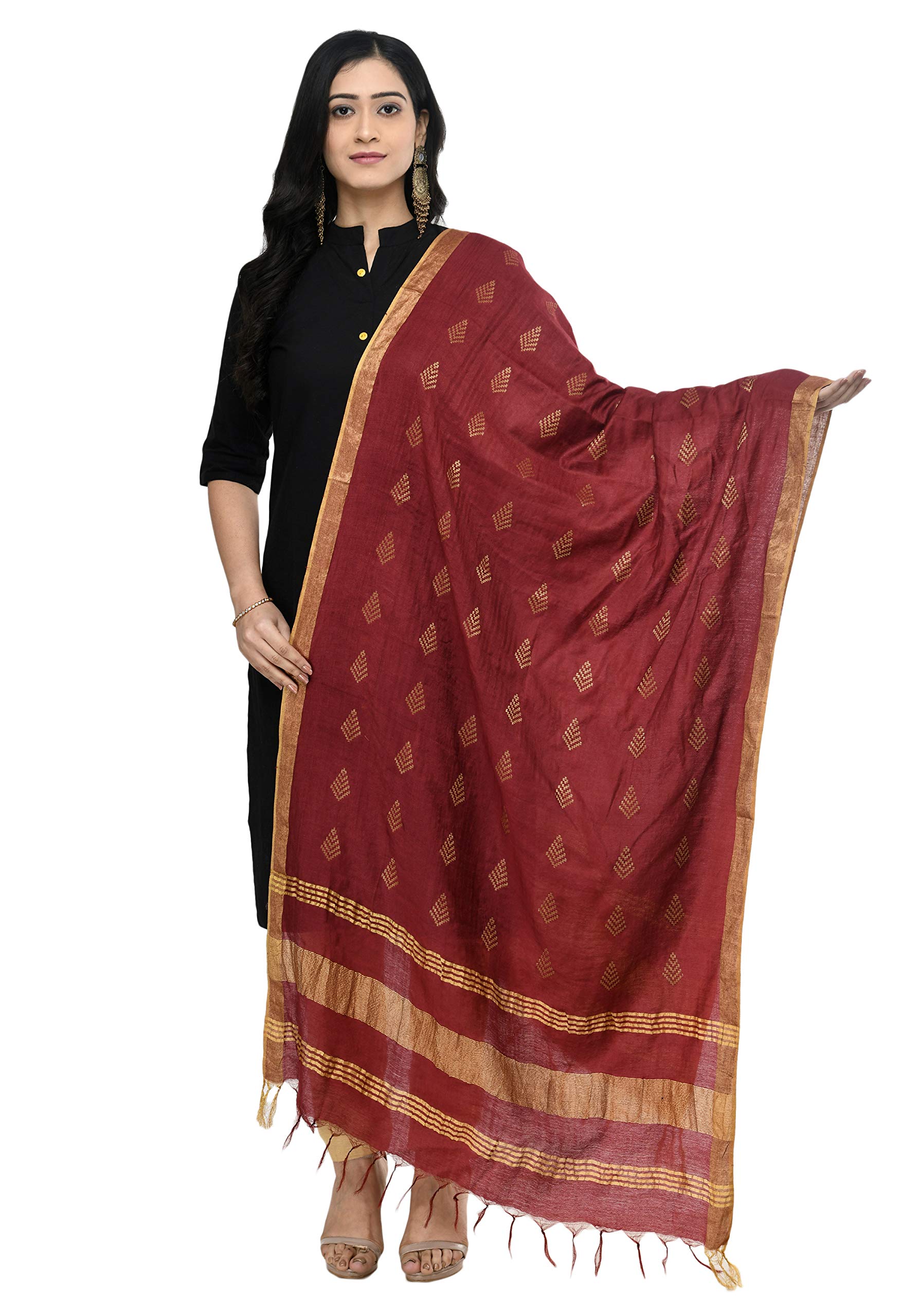 a r silk Women's Self Design Cotton Dupatta (ARS0505_Maroon_Free Size)-picture-43