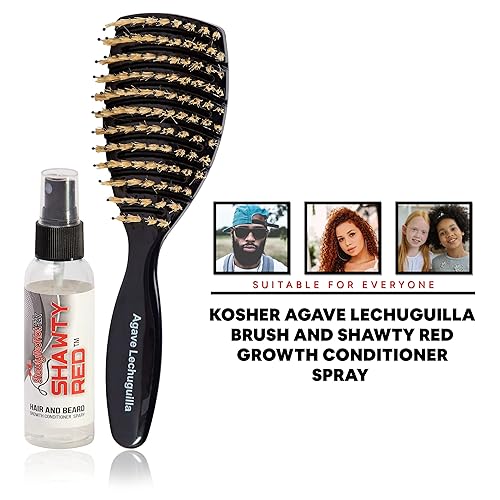 Miniatura 8 de KoSher Cepillo de pelo de bambú (sin jabalí y libre de crueldad), cepillo ecológico a base de plantas, cerdas suaves de bambú 100% con pasadores de