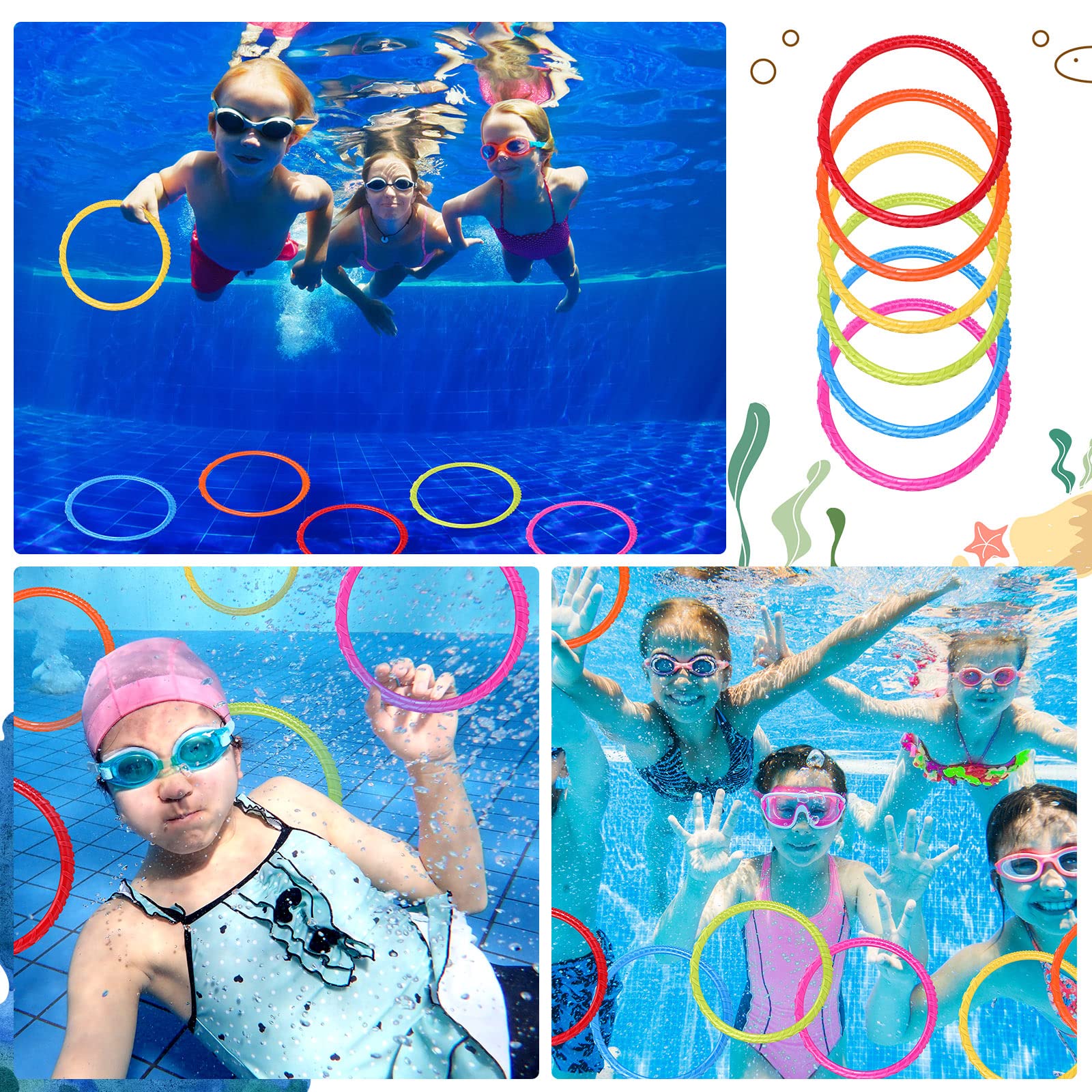 Pulpo Piscina Anillos De Buceo Para Niños Pack De Colores