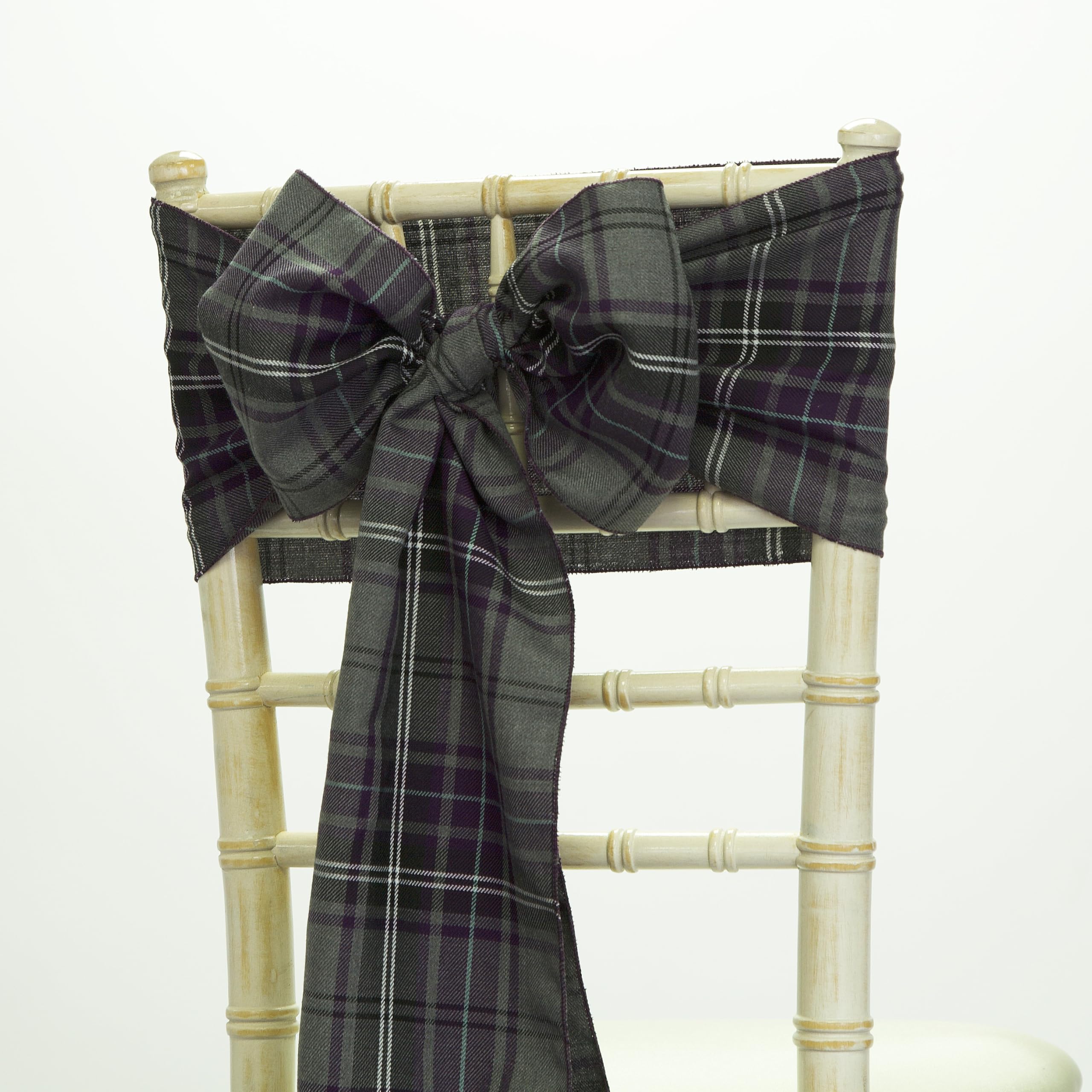 Decor Trader Grey Decor Essentials Tartan Chair Sash Burns Night Scottish Dinner Decor Dining Events (Grey/Purple Sash)