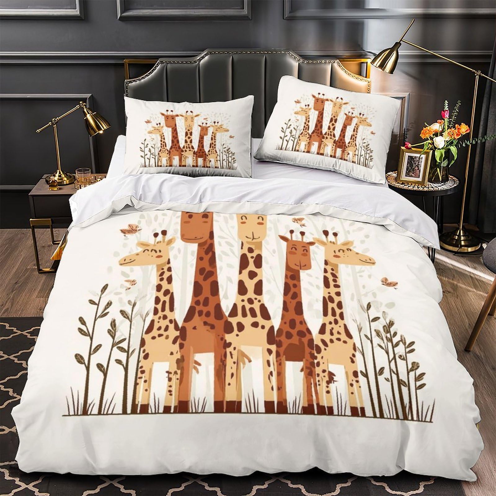 Housse de couette girafe imprimée en 3D parure de lit microfibe 220x240cm
