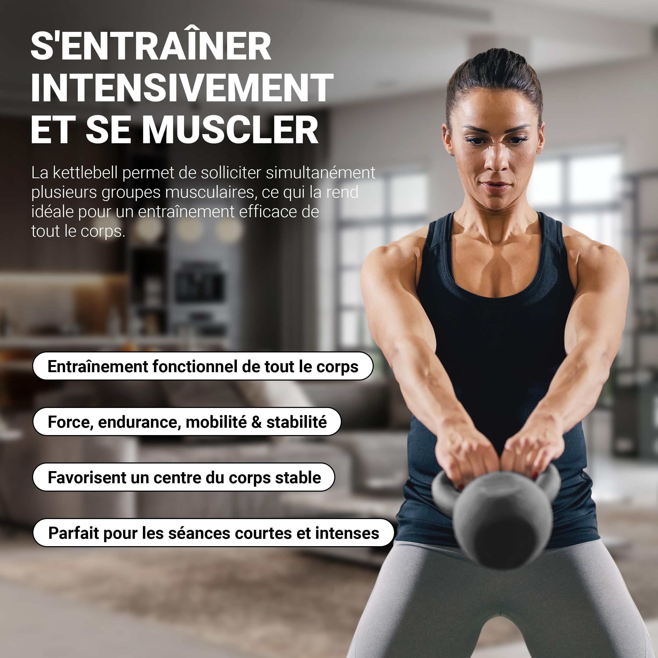 Poster Kettlebell néoprène 2–30 kg avec Kettlebell