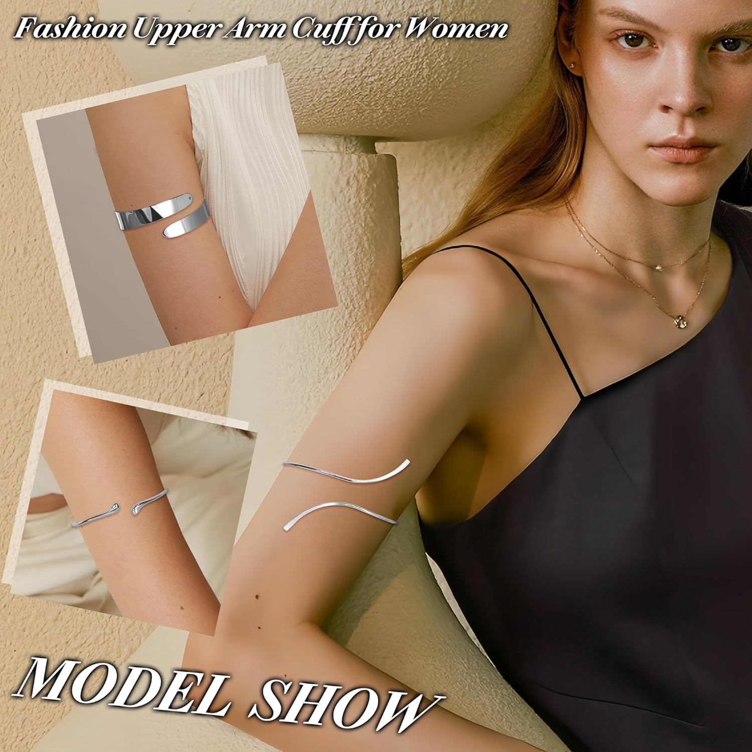 9Pcs Arm Cuff Bracelets Gold Upper Arm Cuff for Women Adjustable Upper Arm Bangle Bracelet Minimalist Irregular Arm Bangle Armband Coil Swirl Armlets Armband Jewelry Set - Image 6