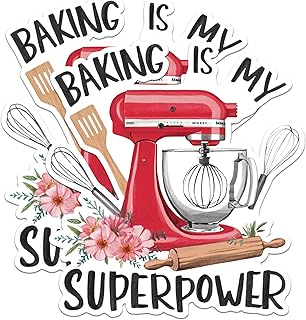 (2 Pack) Baking is My Superpower Magnets - Funny Kitchen Magnets - Cute Mixer Quote Magnets - Bakery Theme Magnets- 5" On Longest Side - for Fridges, Toolboxes, Cars - Made in USA - MAG2848
