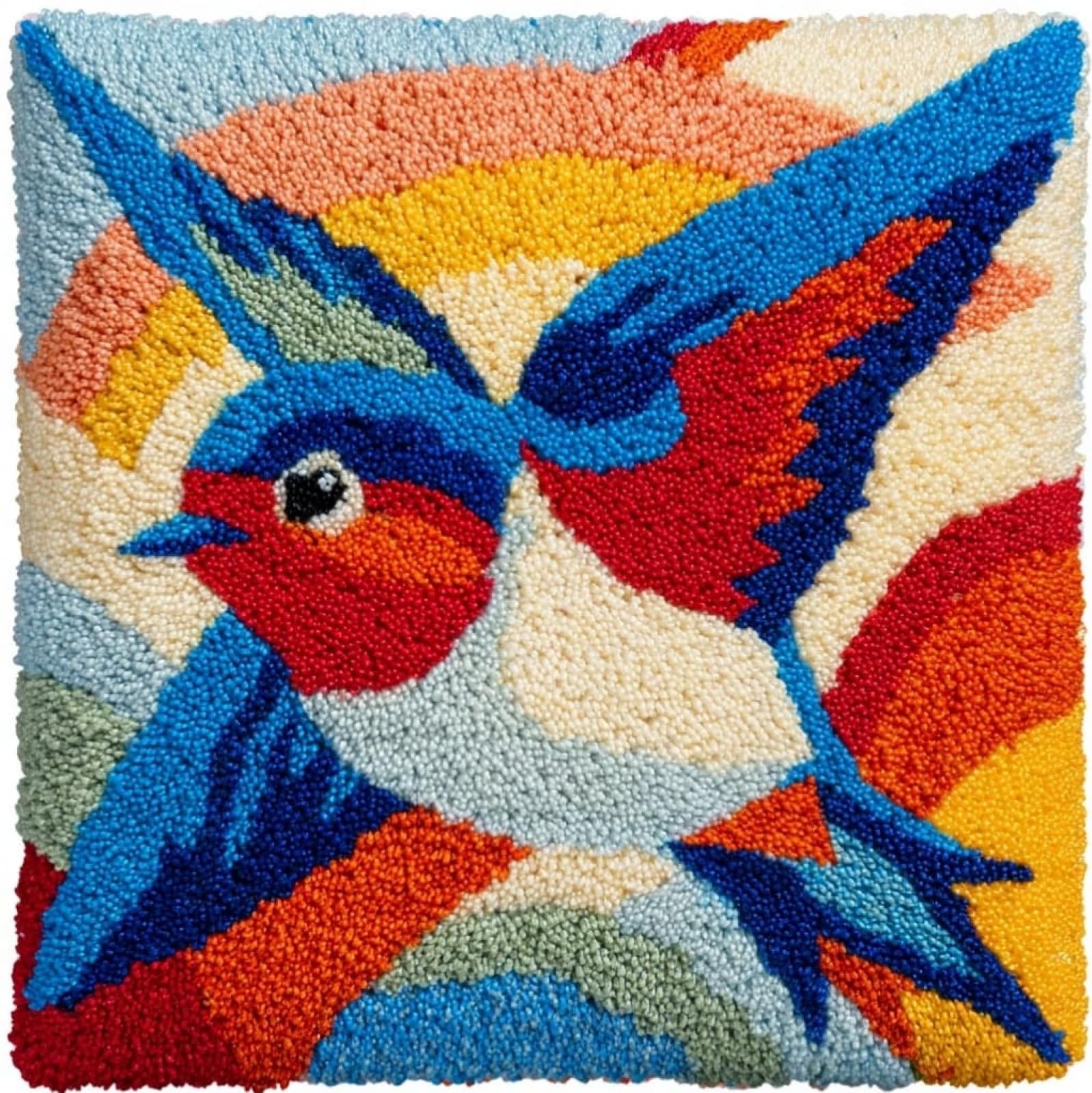 WallustrioaW Latch Hook Case Kits for Adults 43x43cm,Cute Little Bird