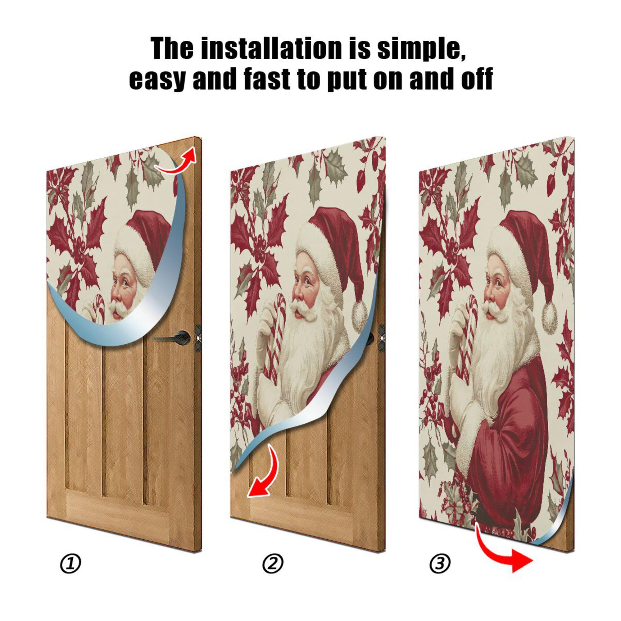 SEHANY Christmas Santa Door Cover Outdoor Decor, High Stretch Fabric Christmas Front Door Cover Christmas Banner Door Cover for Front Door Festive Party Home Decor 35 * 79inch