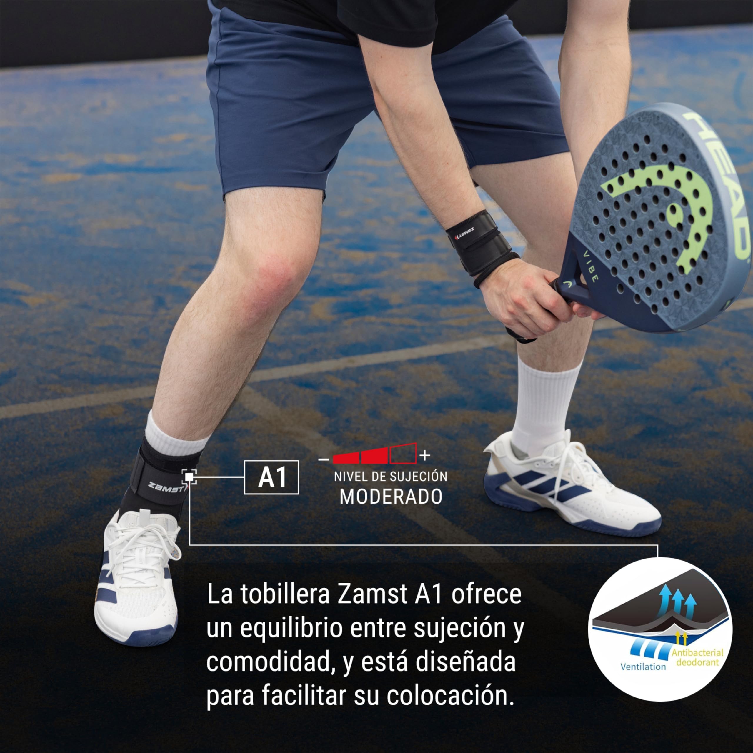 Zamst A1 Tobillera Deportiva - Soporte de Tobillo Deportivo Transpirable para Hombres y Mujeres con Correas Ajustables de Tres Vías para Esguince de Tobillo Lateral Moderado - Derecha, L