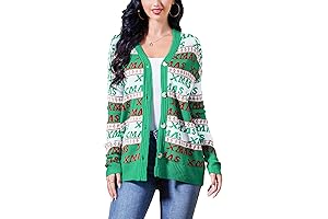 Women's Ugly Christmas Sweater Open Front Caidigans Knitted Long Sleeve Button Down Sweaters Cardigan