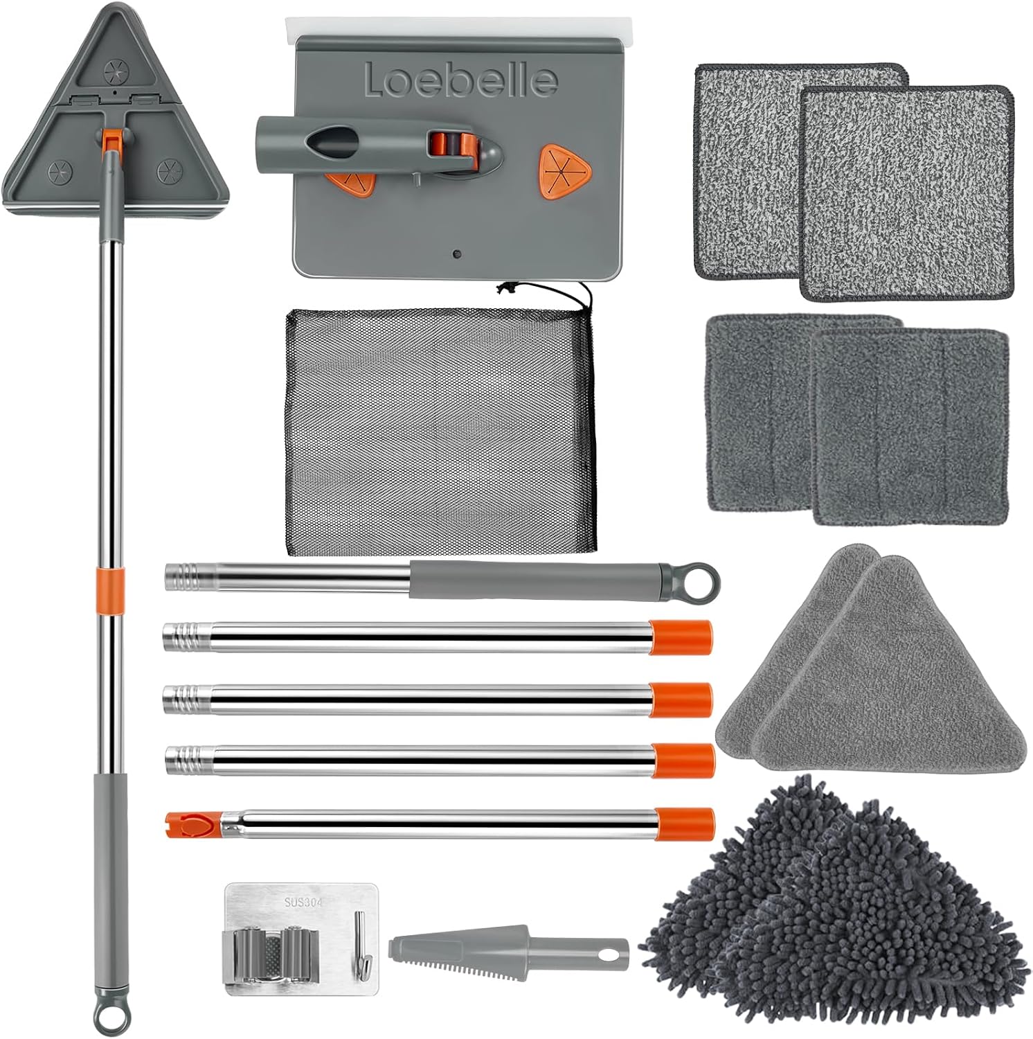 Base Board Cleaner Tool with 76" Long Handle, Wall Cleaner Mop | 360° Rotatable Base Boards Cleaning Tool Wall Wash Mop with 8 Reusable Pads for Buddy Painted Walls, Ceilings and Baseboards