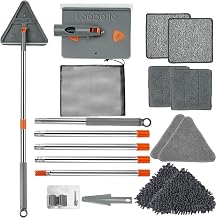 Base Board Cleaner Tool with 76" Long Handle, 360 Rotatable Wall Cleaner Base Boards Cleaning Tool, Wall Washing Mop with 8 Reusable Pads for Buddy, Painted Walls, Ceilings and Baseboards
