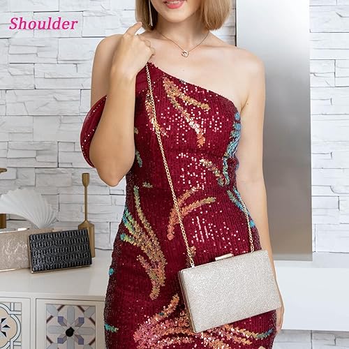 Miniatura 4 de Bolso de mano dorado, bolsos de mano dorados para mujer, para noche, boda, cóctel, fiesta, bolsa de noche, bolso cruzado de hombro..