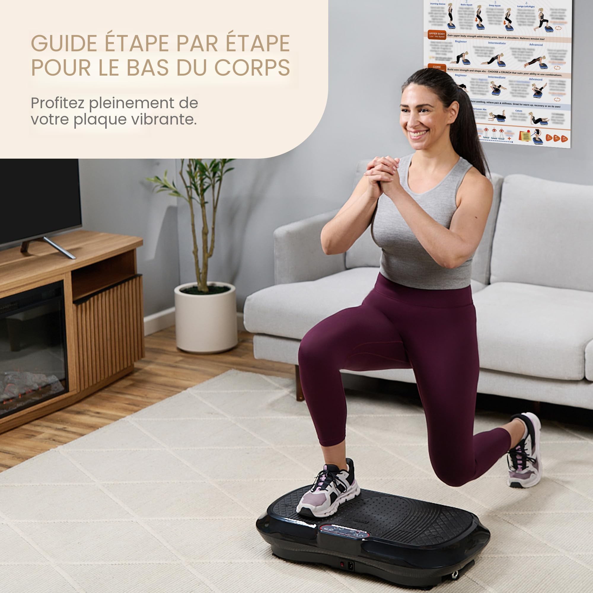 Ensemble D'Affiches D'Exercices Plaque Vibrante Tout Le Corps : 6 Guides Entraînement + 2 Plans 30 Jours Personnalisables - Maison & Salle De Sport