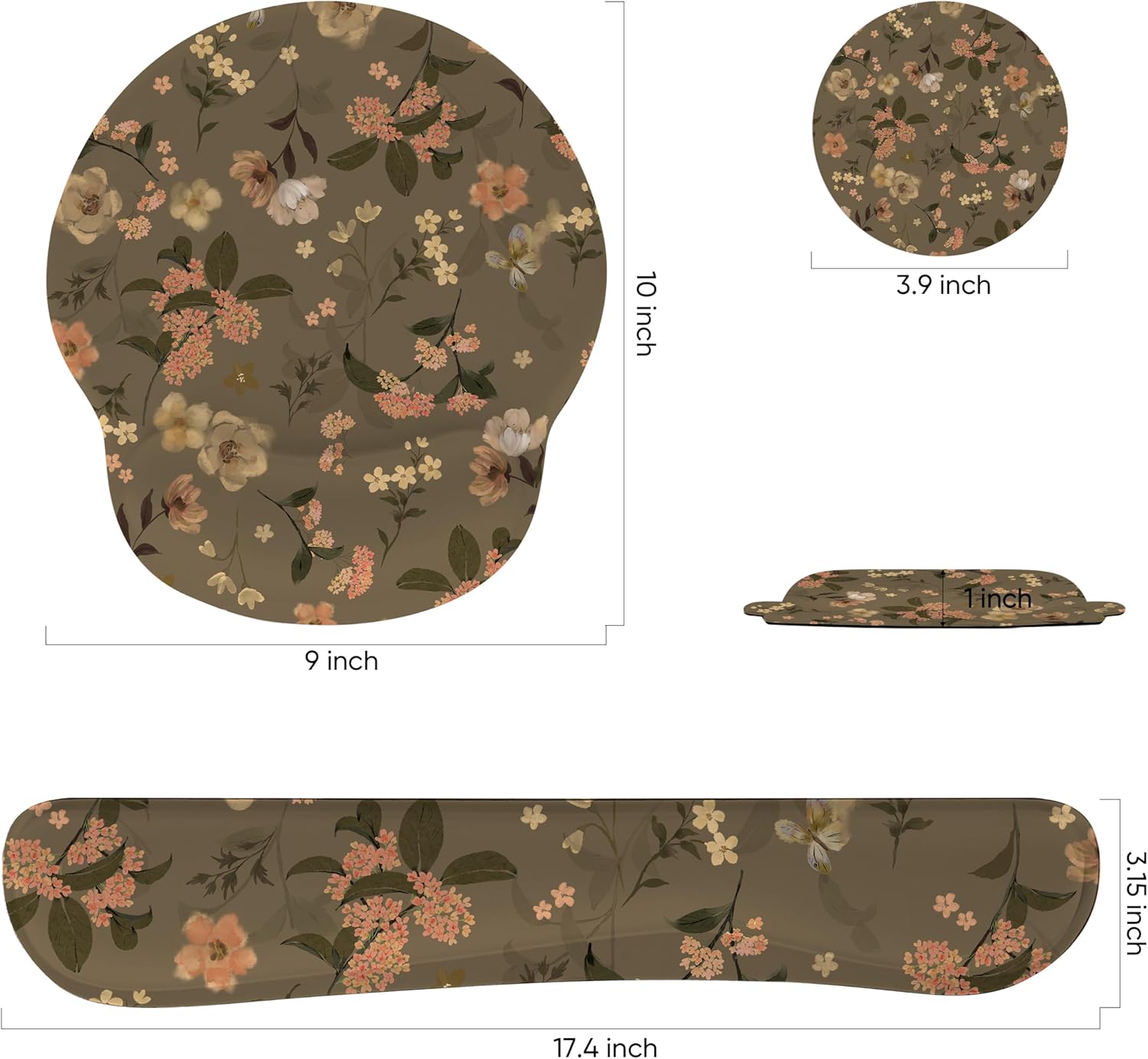 Ergonomic Keyboard Mouse Pad Wrist Rest Support Set for Laptop/Computer/Desktop,Memory Foam Hand Rest Wrist Cushion for Gaming/Office,Lightweight Comfortable & Pain Relief (Flowers) - Image 2