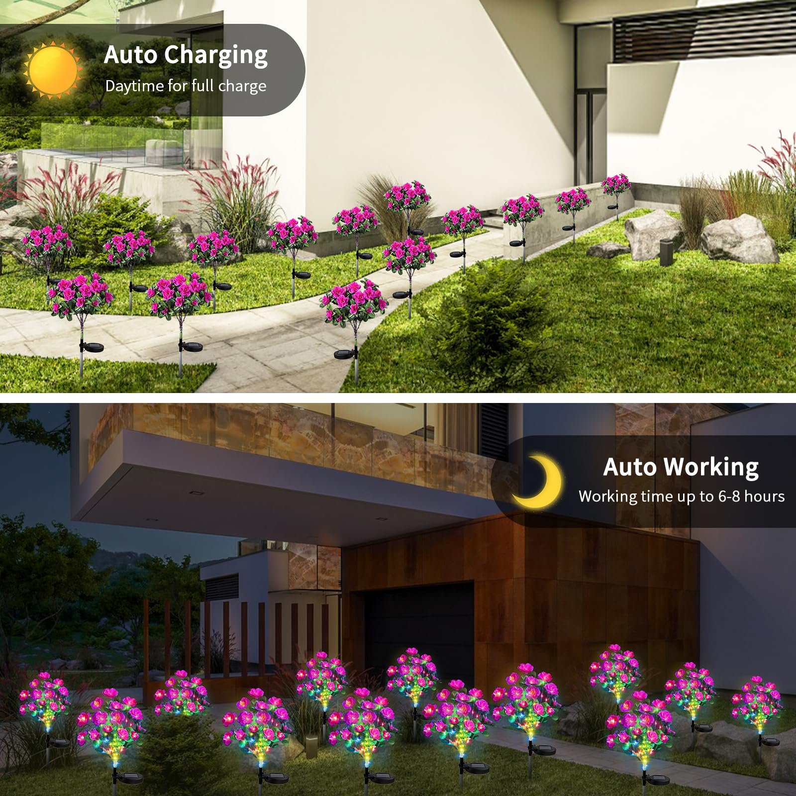 Joyoldelf Solar Lights Outdoor Garden, 2 Pack Rhododendron Solar Garden Lights - Image 3