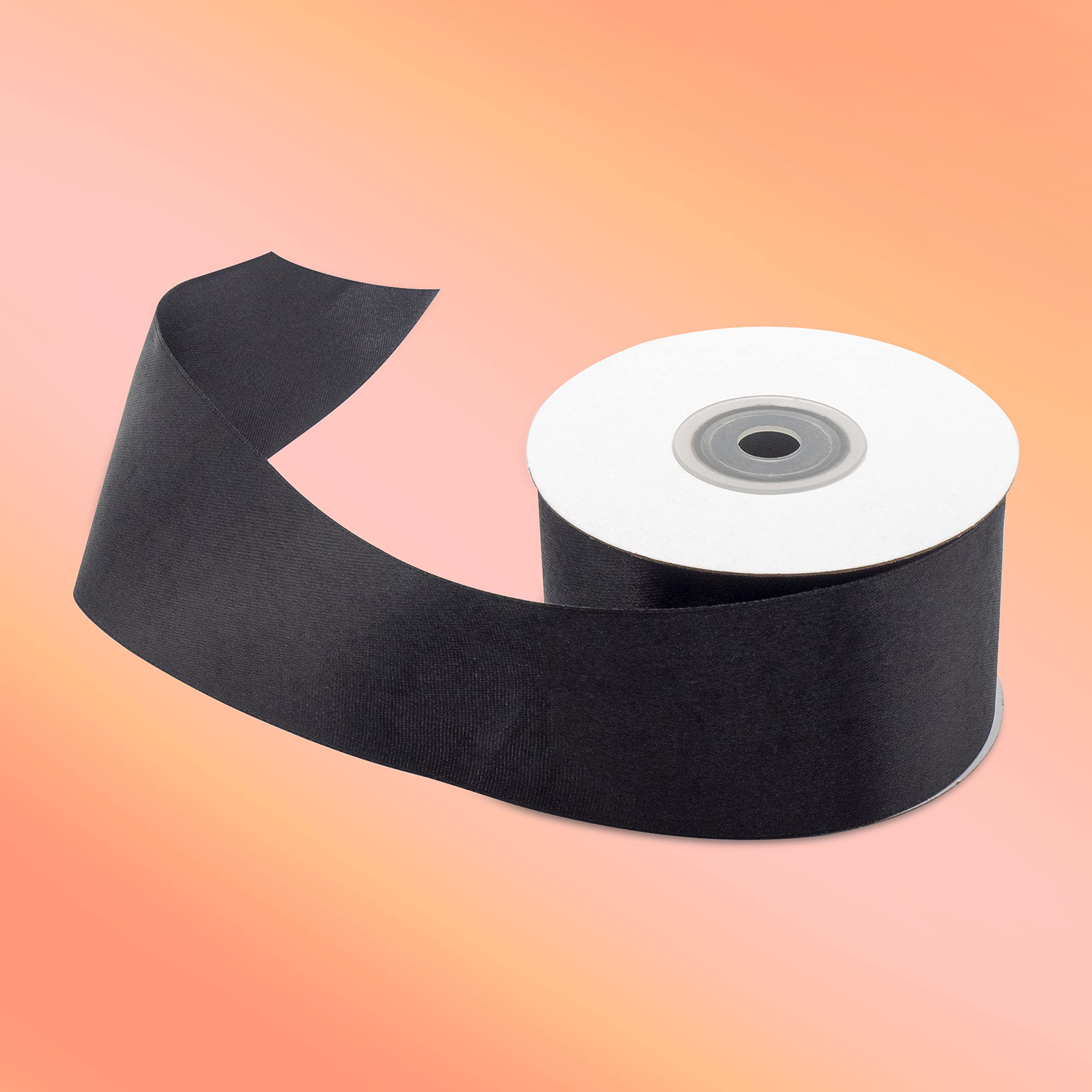 Nastro Rotolo da 50 mm in Doppio Raso Nero Bobina da 25 metri Nastrino Spessore 5 cm per Matrimonio Battesimo Natale Capodanno Idea Regalo Bomboniera