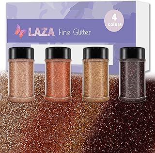 Sponsored Ad - Laza Autumn Ultra Fine Glitter Powder, 4 Colors 320ml Craft Glitter, Copper Brown PET Extra Fine Glitter fo...