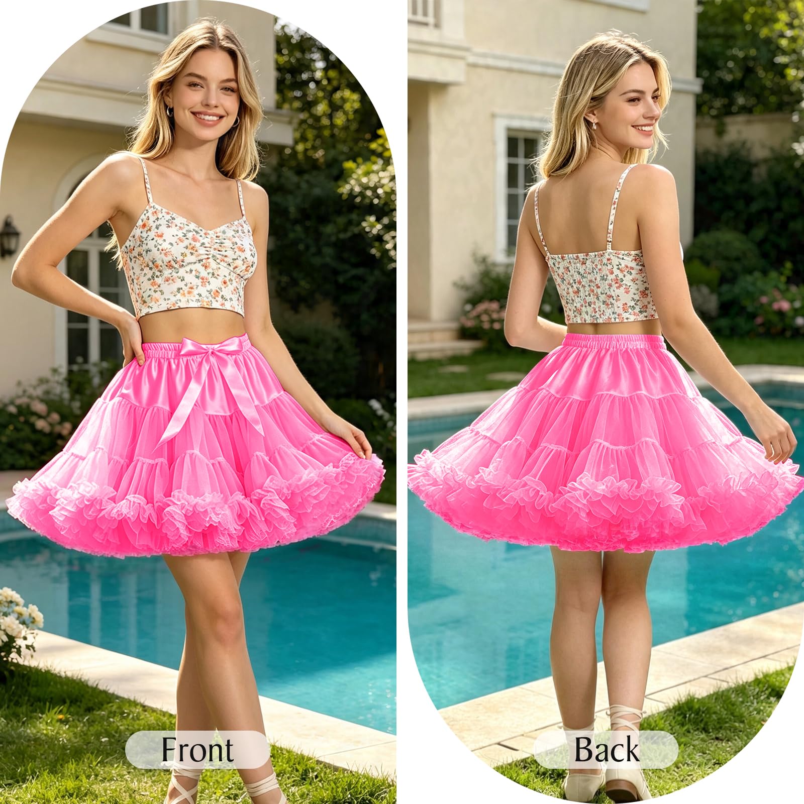 Enaguas para mujer, falda tutú con cintura elástica, de gasa, suave, para ballet, baile, cosplay, Lolita, falda esponjosa