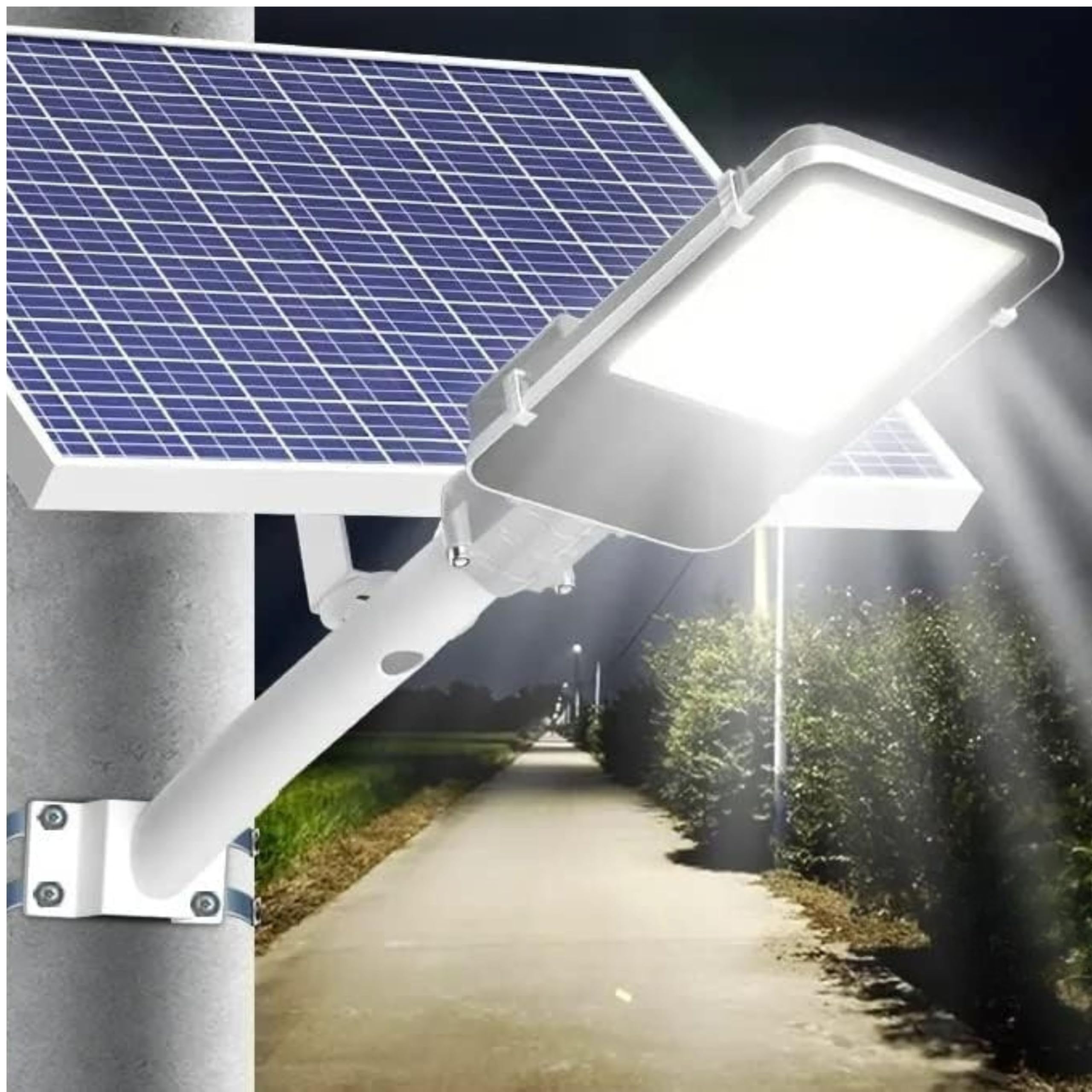YASTA Palo Per Lampione Solare 48 Cm Staffa Bianca Per Lampione Stradale Palo Antenna TV Supporto Per Faro Led Da Esterno Stradale Braccio Per Muro Parete (2)