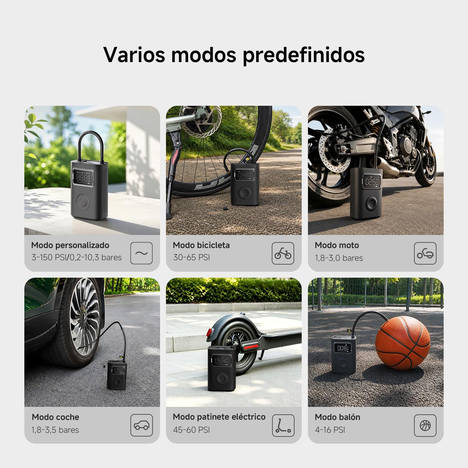 Xiaomi Portable Electric Air Compressor 2 Pro, Batería 2500 mAh, 5 Modos, 150 PSI, Apagado Automático, Pantalla Digital & Luz LED, USB‑C – Ideal para Coche, Bicicleta, Moto, Patinete & Balones