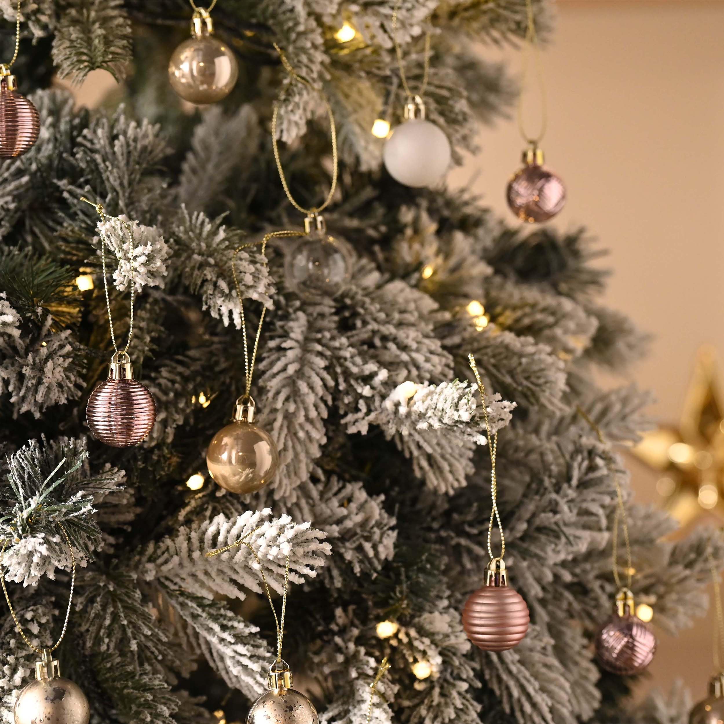 Valery Madelyn Weihnachtskugeln, 49 Stück 3cm Bruchsichere Christbaumkugeln Weihnachtskugel, Christbaumschmuck mit Aufhänger(Rosa Gold)