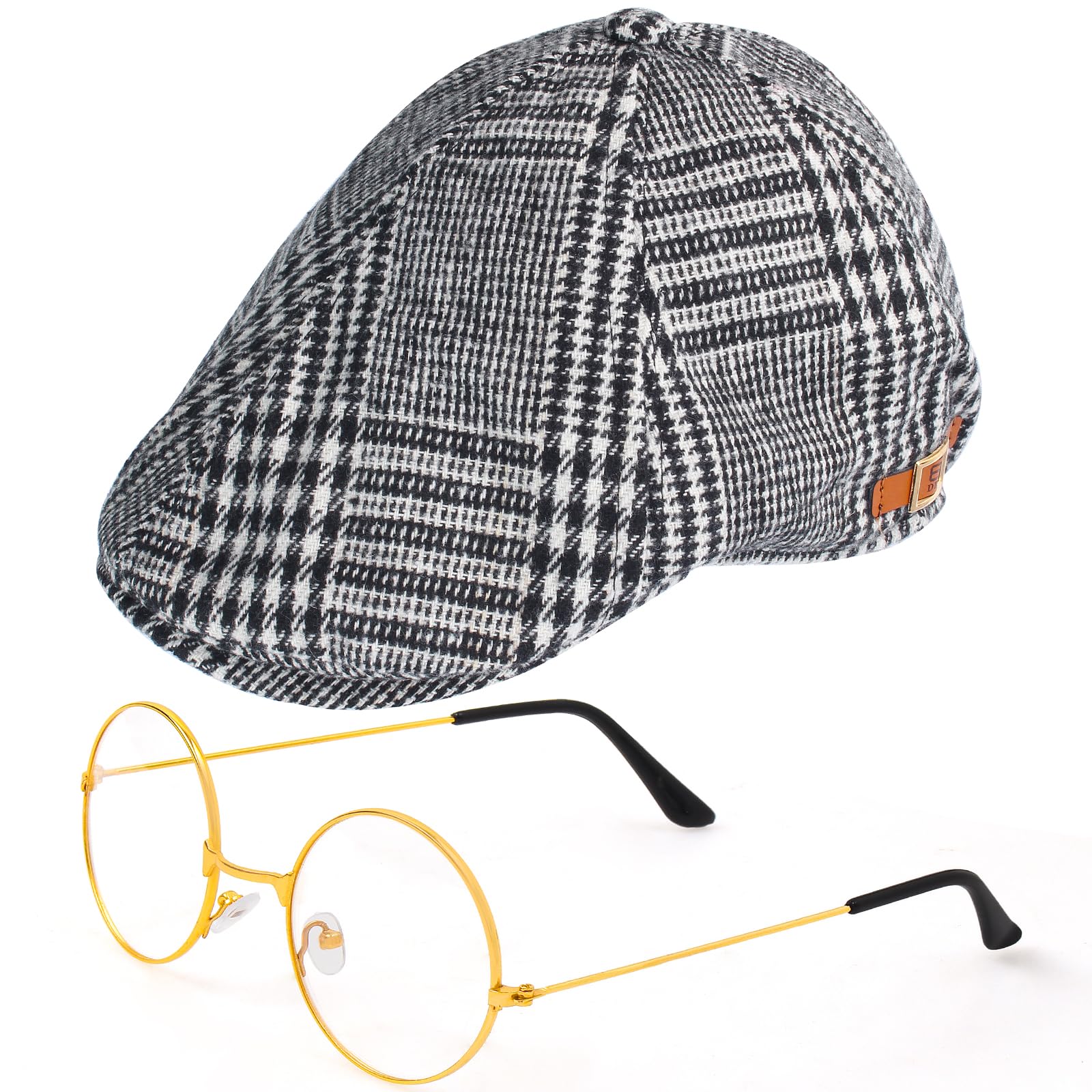 Yewong Kids Old Man Costume Beret Hat Mustache Eyebrows Inflatable Cane Glasses Bowite Grandpa 100 Days of School Cosplay