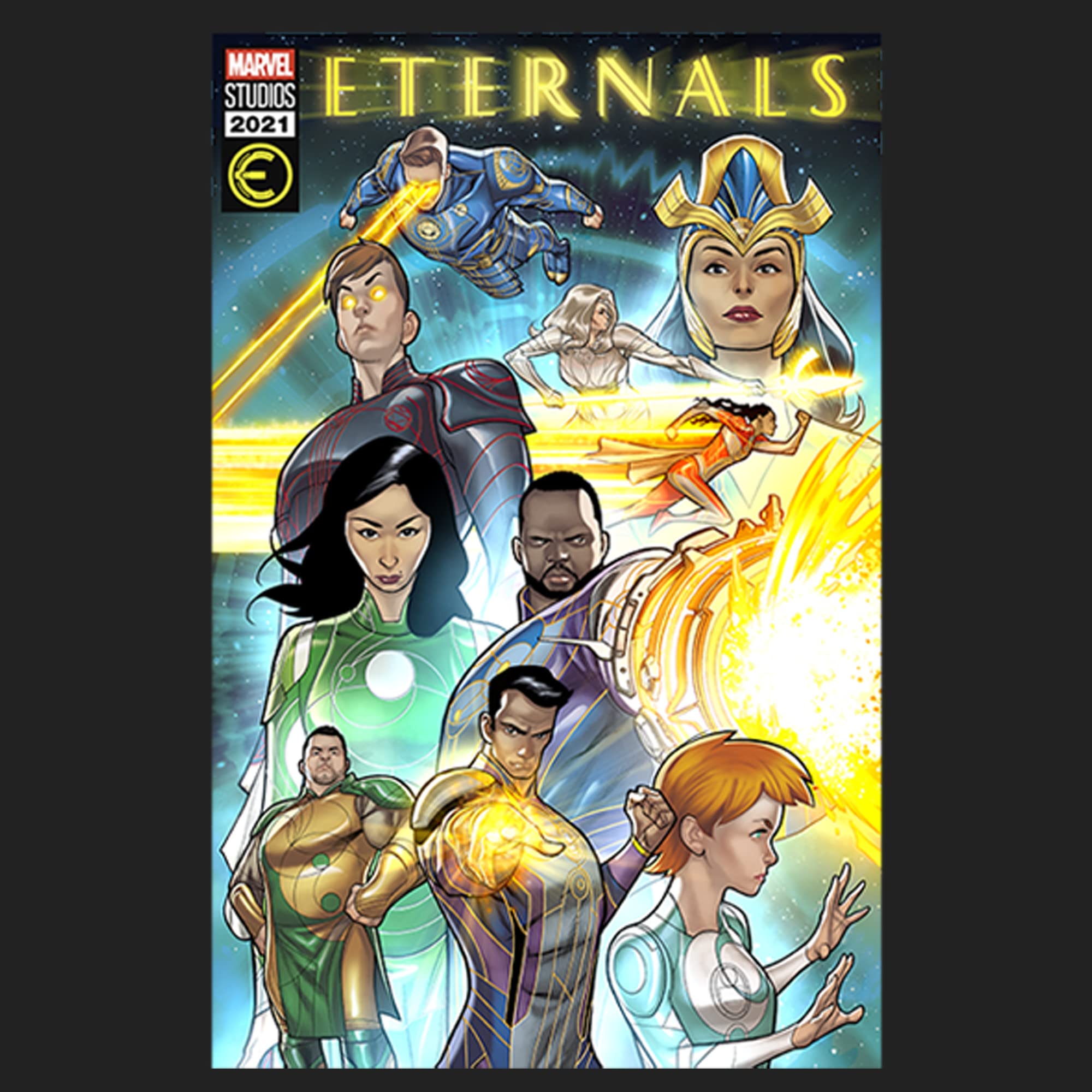 Marvel Eternals Couverture Colorée pour Muscle Junior T-Shirt Femme