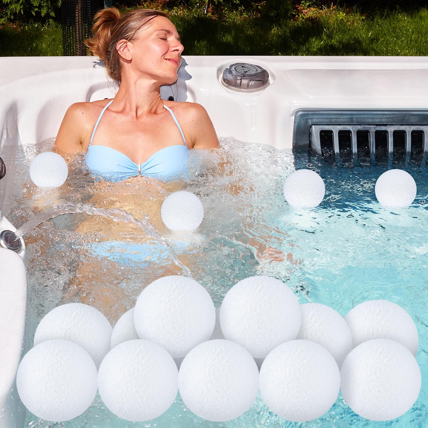 Gerrii 12 Pack Hot Tub Scum Absorber Ball 3 Inch Reusable Pool Sponge Oil Scum Washable Absorber for Pool Spas Keep Water Clean Floating Removal Filter