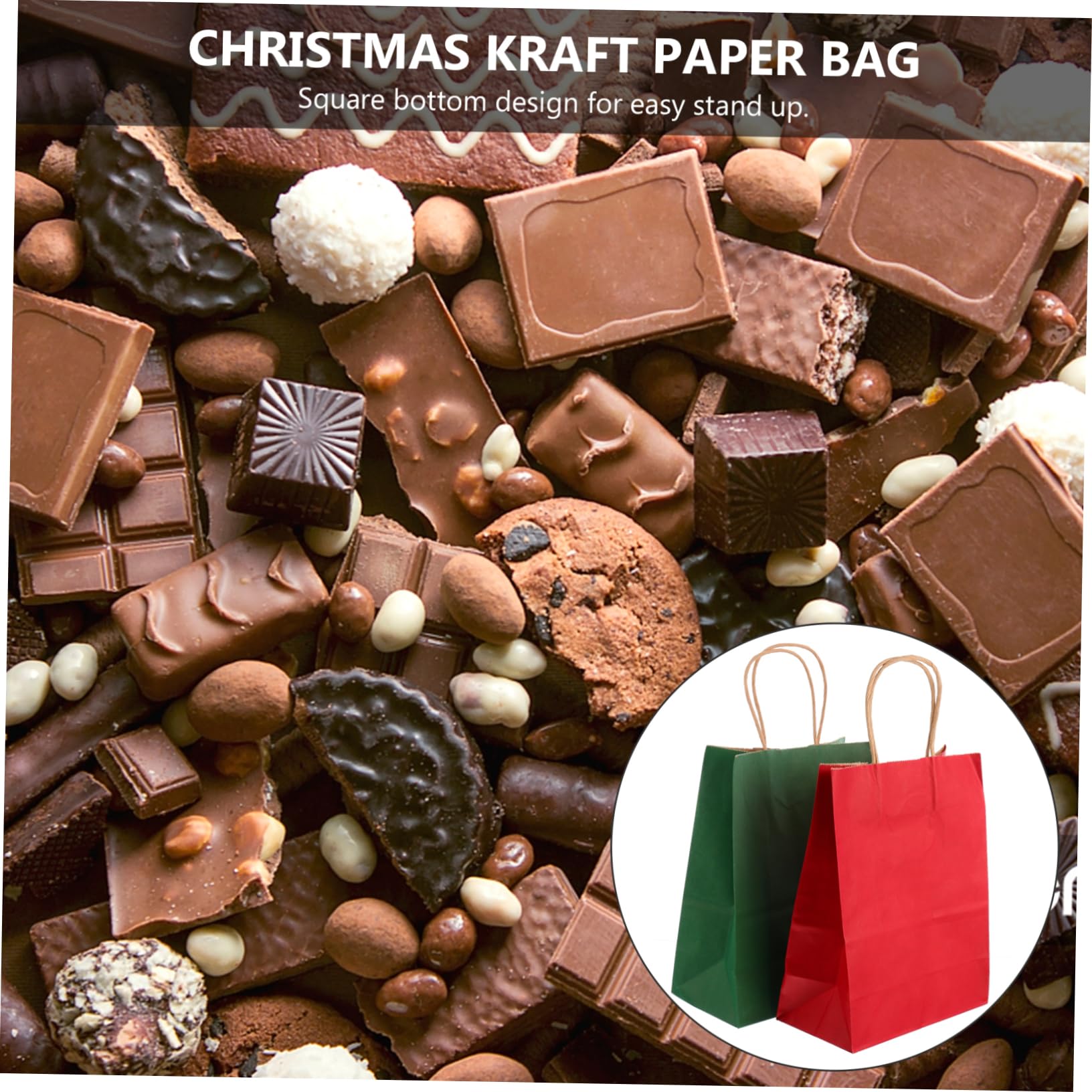 minkissy 24stücke Quadratische Papier-geschenktüten Weihnachtspapiertüten aus Kraftpapier als Süßigkeitentüte oder Partytüte