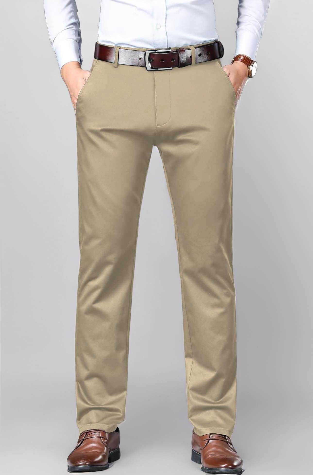 AVANOVA Men's Trousers Light Business Style Slightly Stretch Straight Leg Pants for Outdoor Casual Daily Trouser II Men's Regular Casual Pants Trouser (Trouser 126)