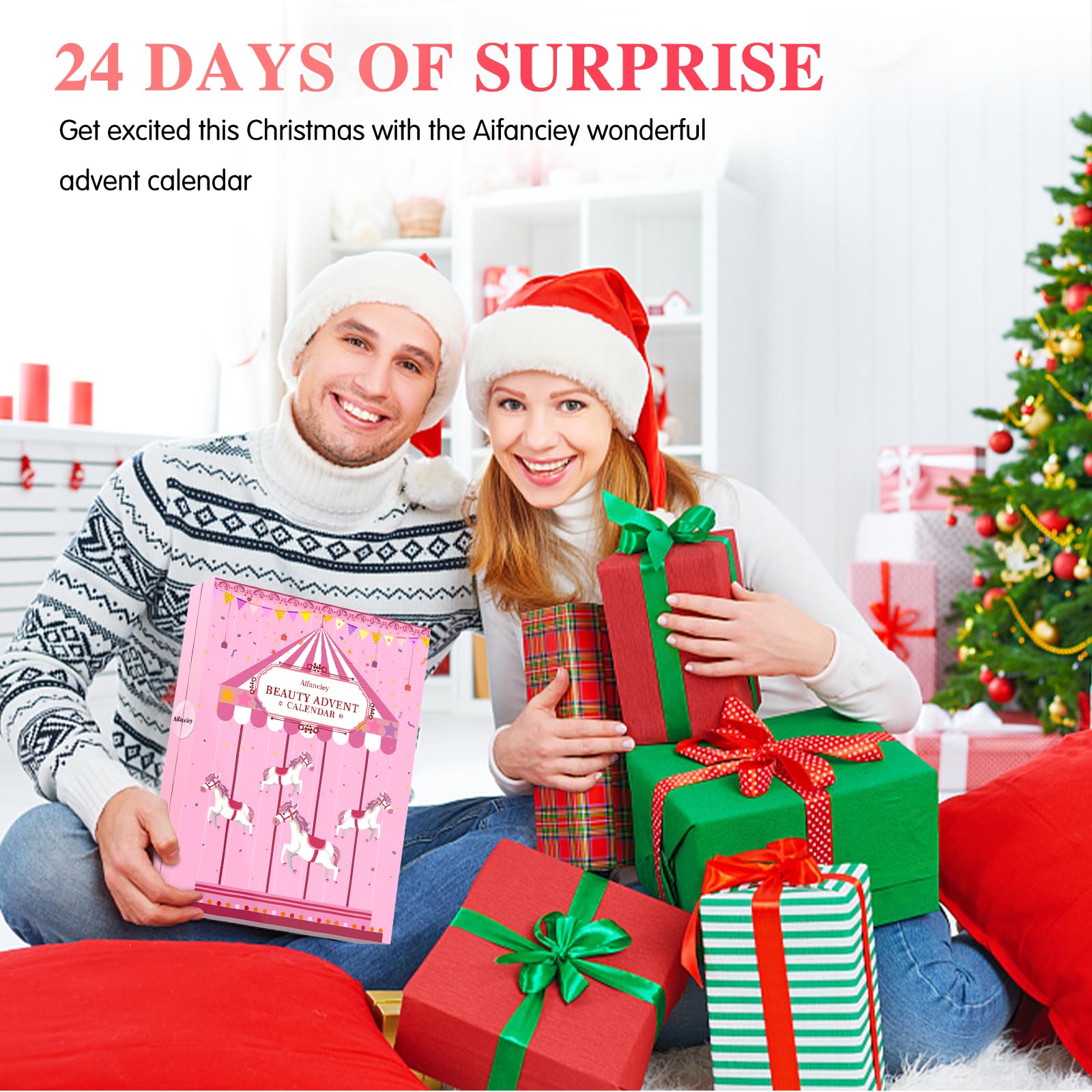 Aifanciey Calendrier de l'Avent 2025 Beauté pour Femmes et Filles,Maquillage Ensemble avec des Cadeaux Cosmétiques 24 excellents Produits de Beauté,Calendrier du compte à Rebours,Cadeau de Noël idéa