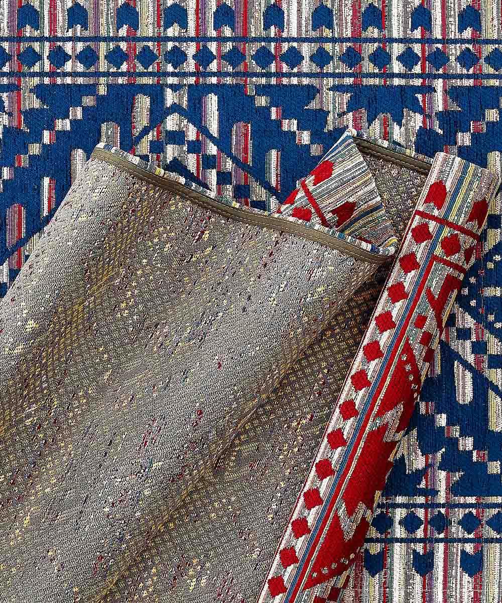 KENYA Tapis d'ameublement bleu pour salon, salon, chambre, design kilim ethnique africain, multi-usages lavable, antidérapant, 65 x 110 cm (paire)